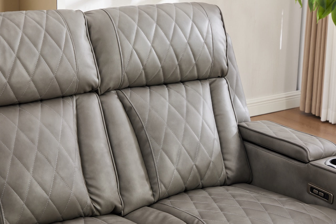 Set canapele dumonde 3+2+1, reclinere electrice, incarcare wireless, USB-C, suport pahare incalzite, lumini LED Selvar