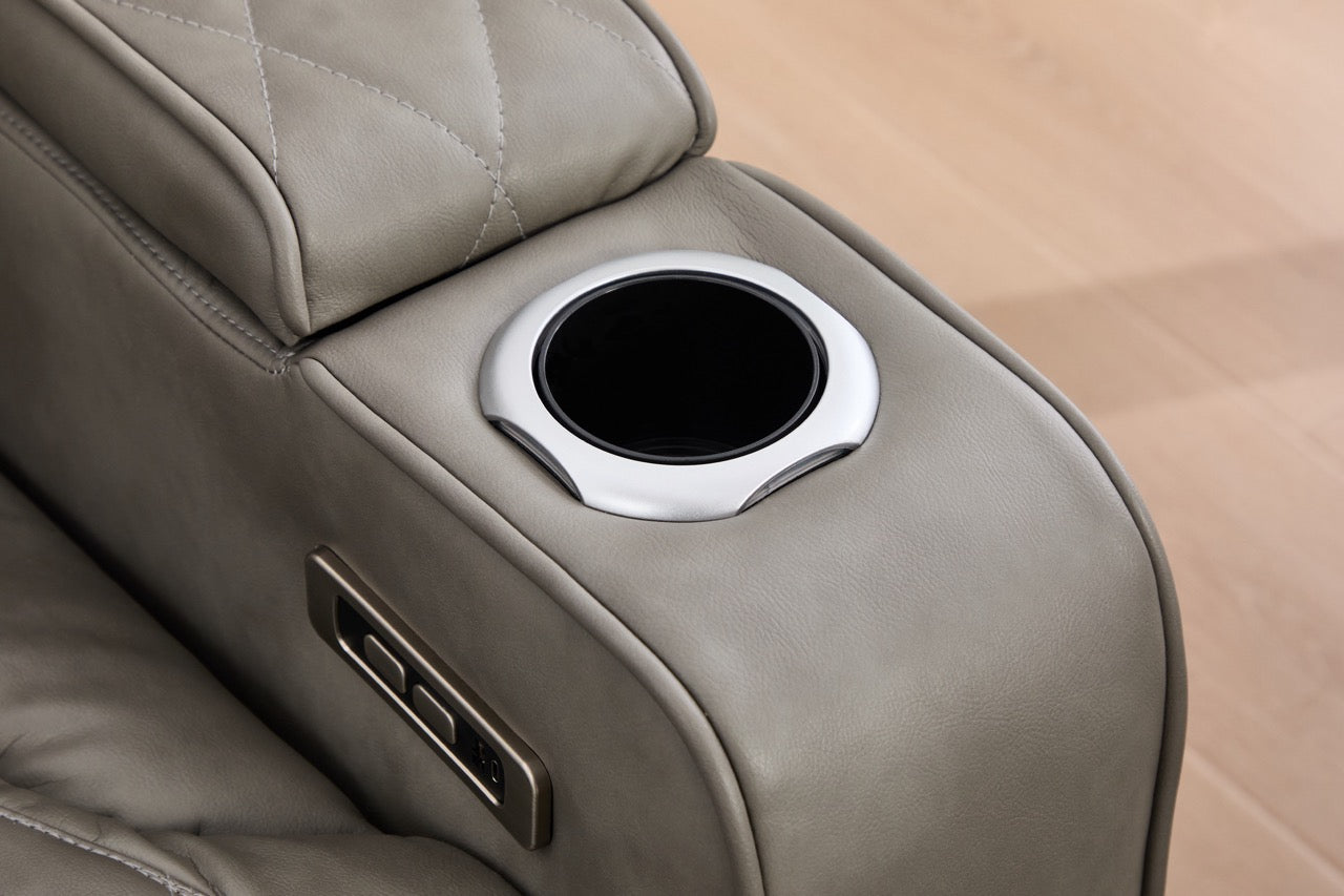 Set canapele dumonde 3+2+1, reclinere electrice, incarcare wireless, USB-C, suport pahare incalzite, lumini LED Selvar