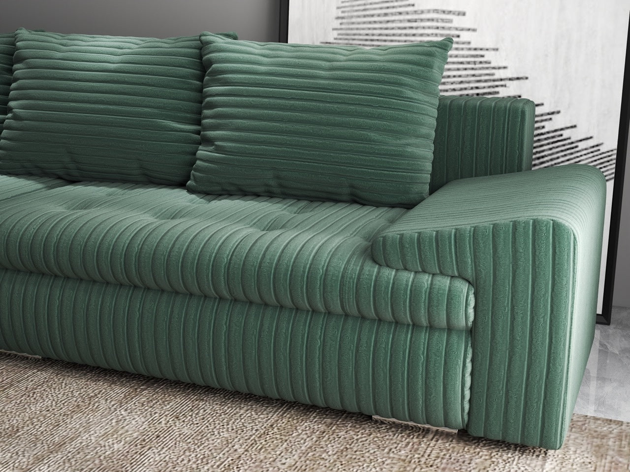 Colțar extensibil dumonde cu ladă de depozitare si sezut confortabil din spuma HR, Leonardo Ambience Verde 260x185 cm Fabrica
