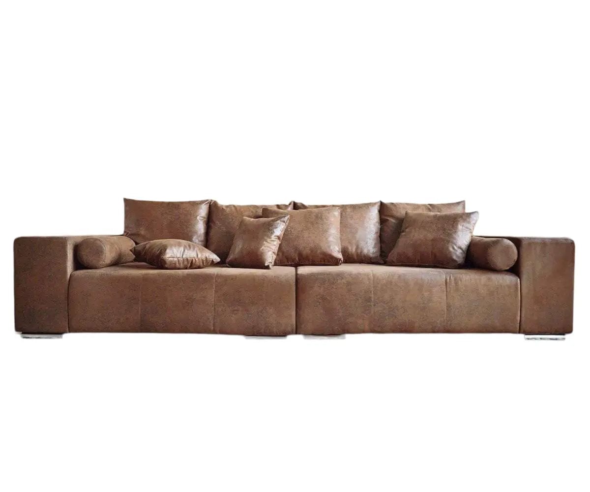 Canapea extensibilă dumonde cu ladă de depozitare si sezut confortabil din spuma HR, Marbela Madagaskar Brown XXL 295x100 cm