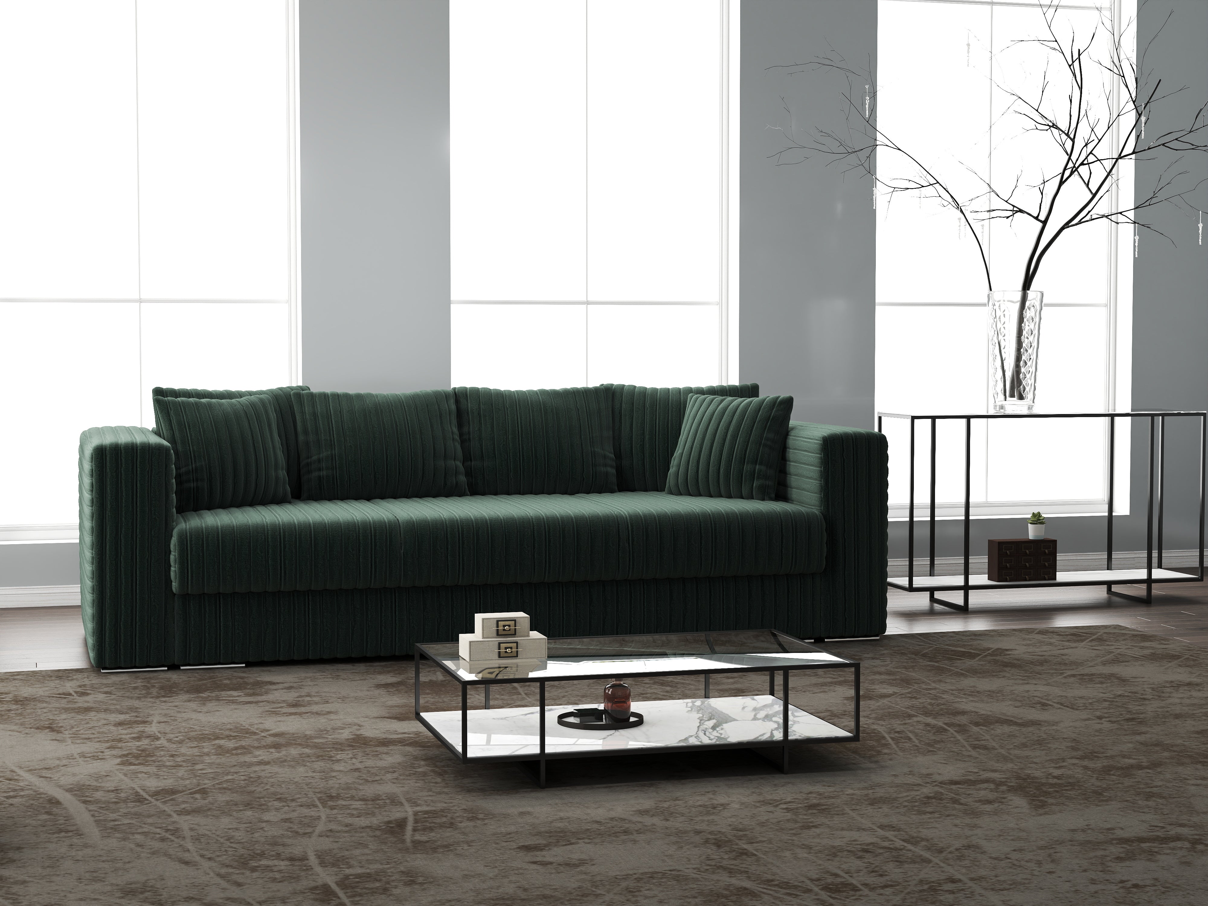 Canapea extensibilă dumonde cu ladă de depozitare si sezut confortabil din spuma HR, Gloria Ambience Verde 240x100 cm Fabrica