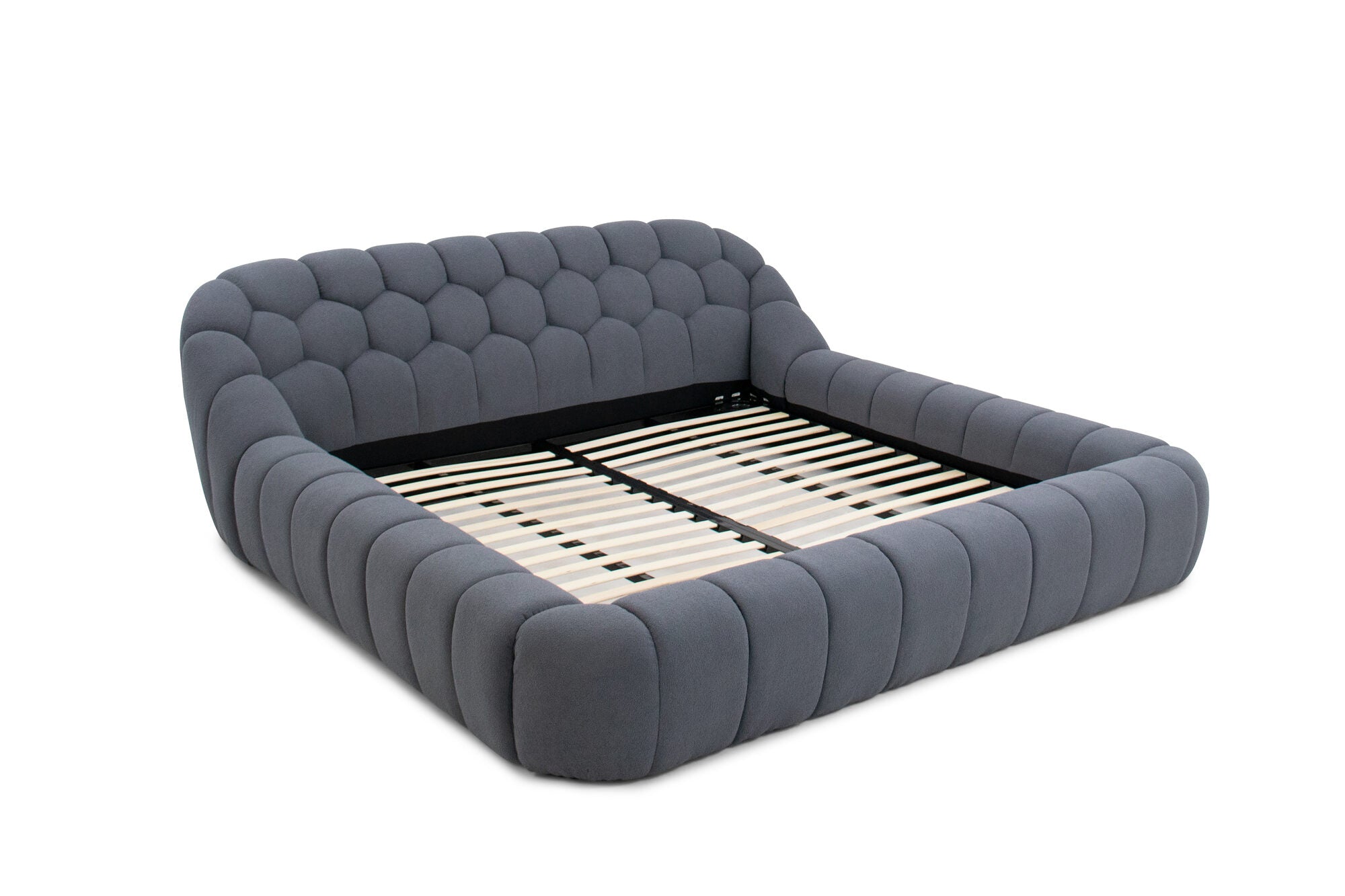 Pat dormitor dumonde, tapitat bej, Bubble 180x200 cm