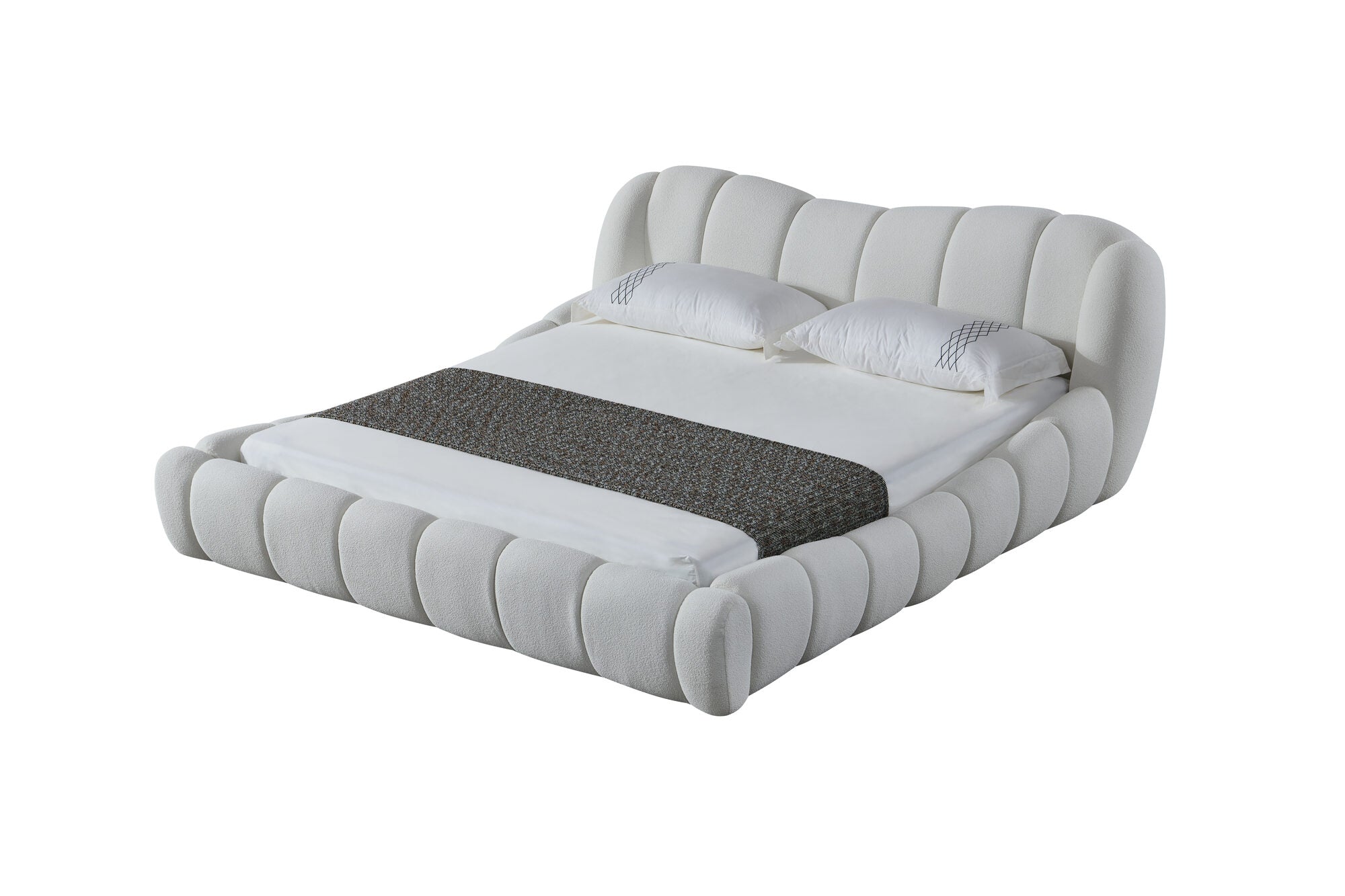 Pat dormitor dumonde, tapitat alb Royal 180x200 cm