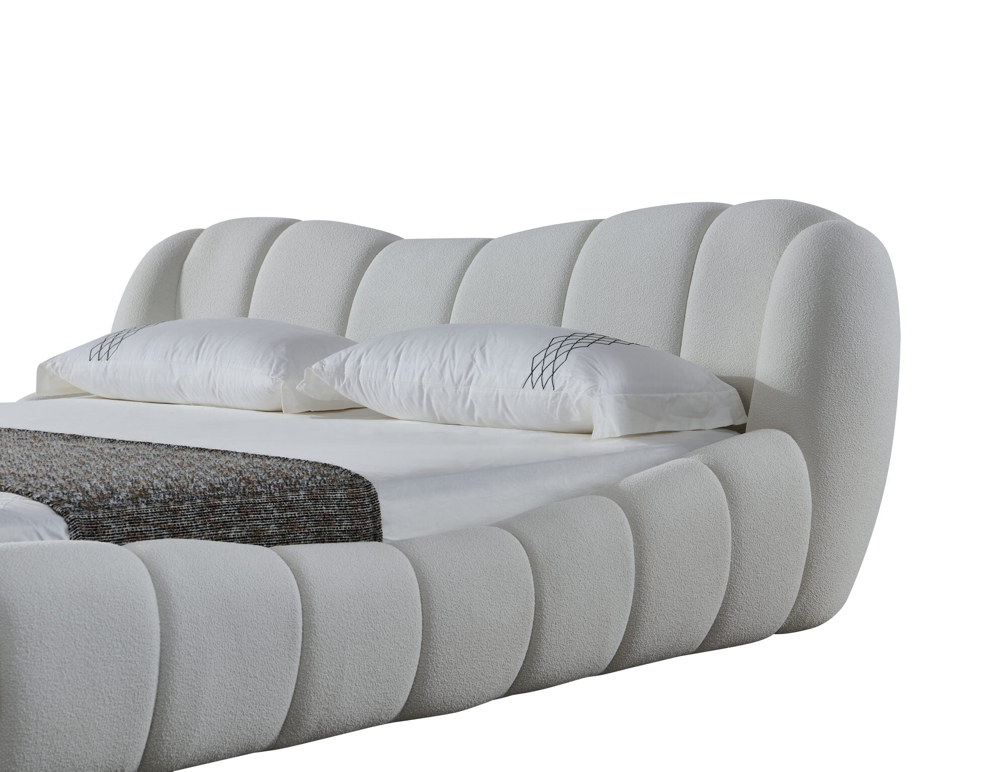 Pat dormitor dumonde, tapitat alb Royal 180x200 cm