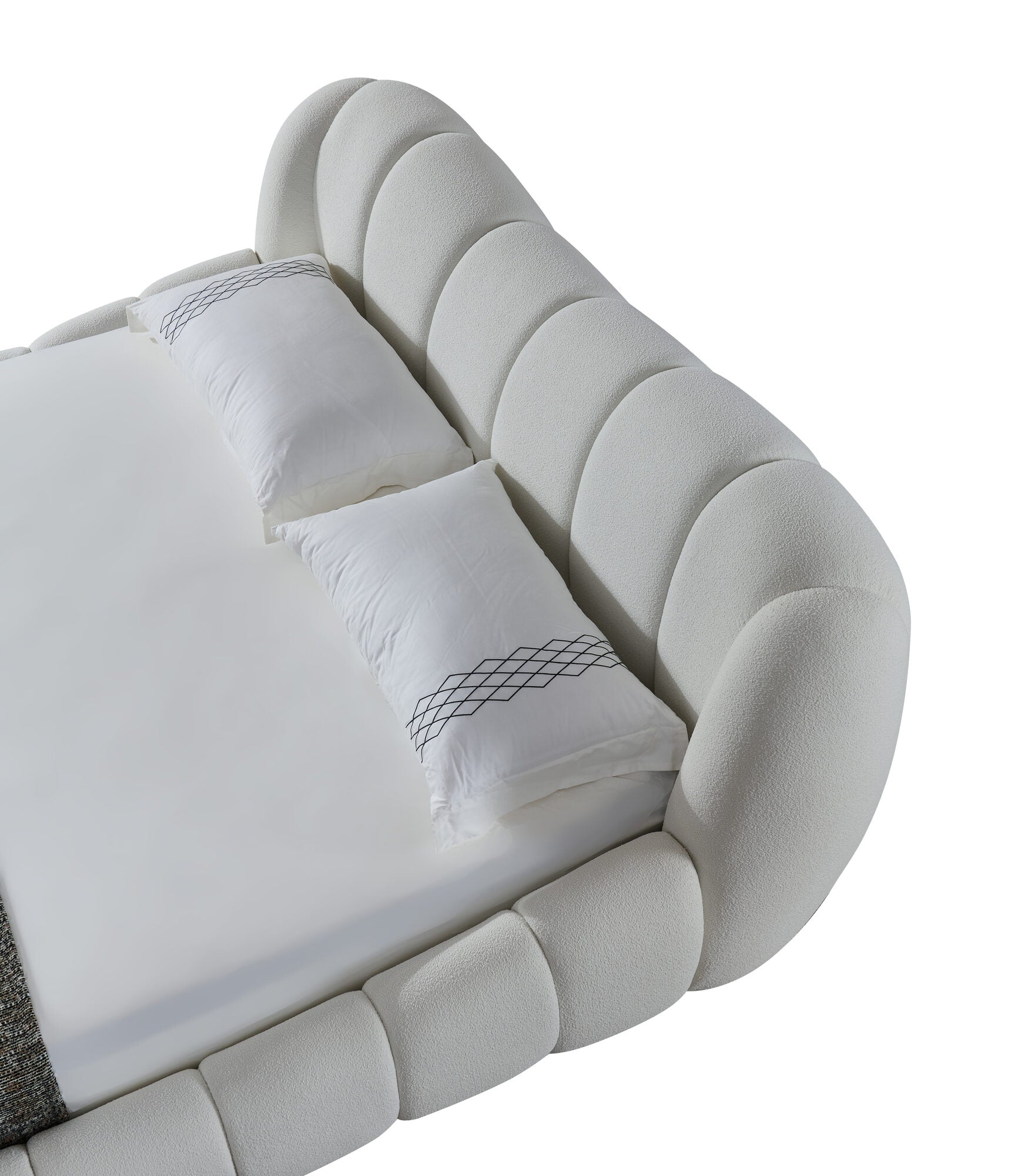 Pat dormitor dumonde, tapitat alb Royal 180x200 cm