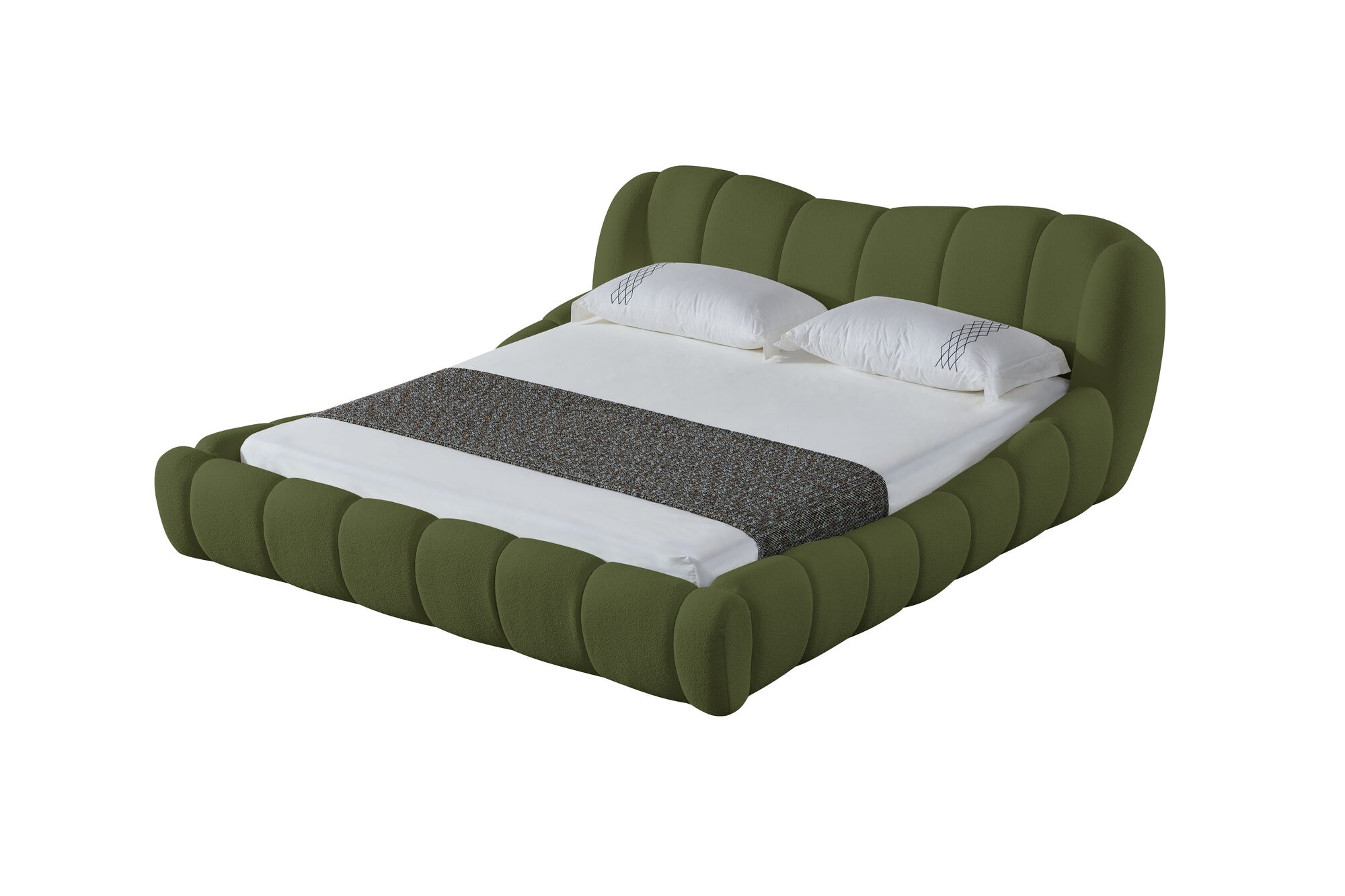 Pat dormitor dumonde, tapitat verde Royal 180x200 cm
