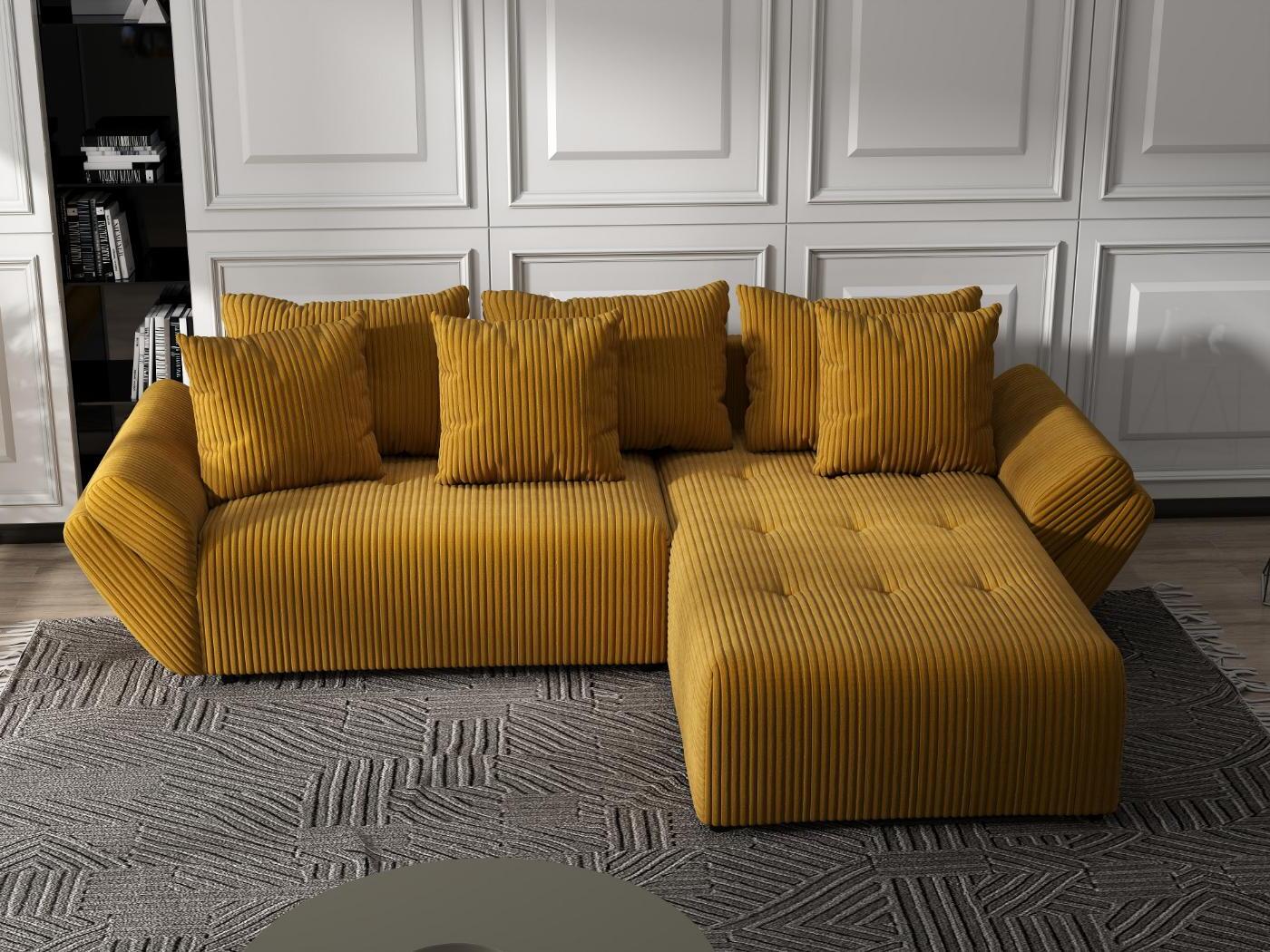 Colțar extensibil dumonde cu ladă de depozitare si sezut confortabil din spuma HR, Berlin Ambience Mustar 280x185 cm II Fabrica