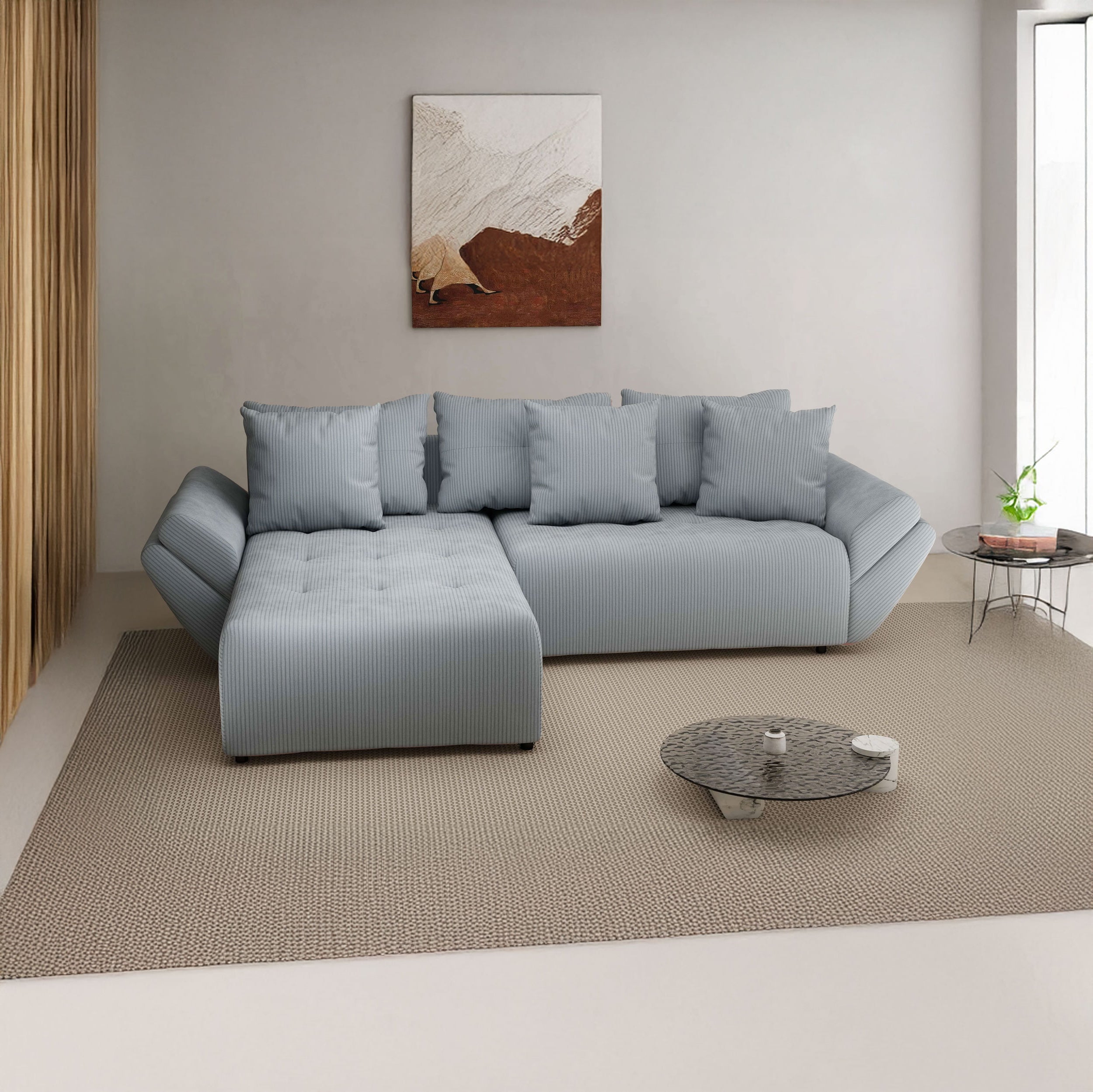 Colțar extensibil dumonde cu ladă de depozitare si sezut confortabil din spuma HR, Berlin Zoom Grey 280x185 cm Fabrica