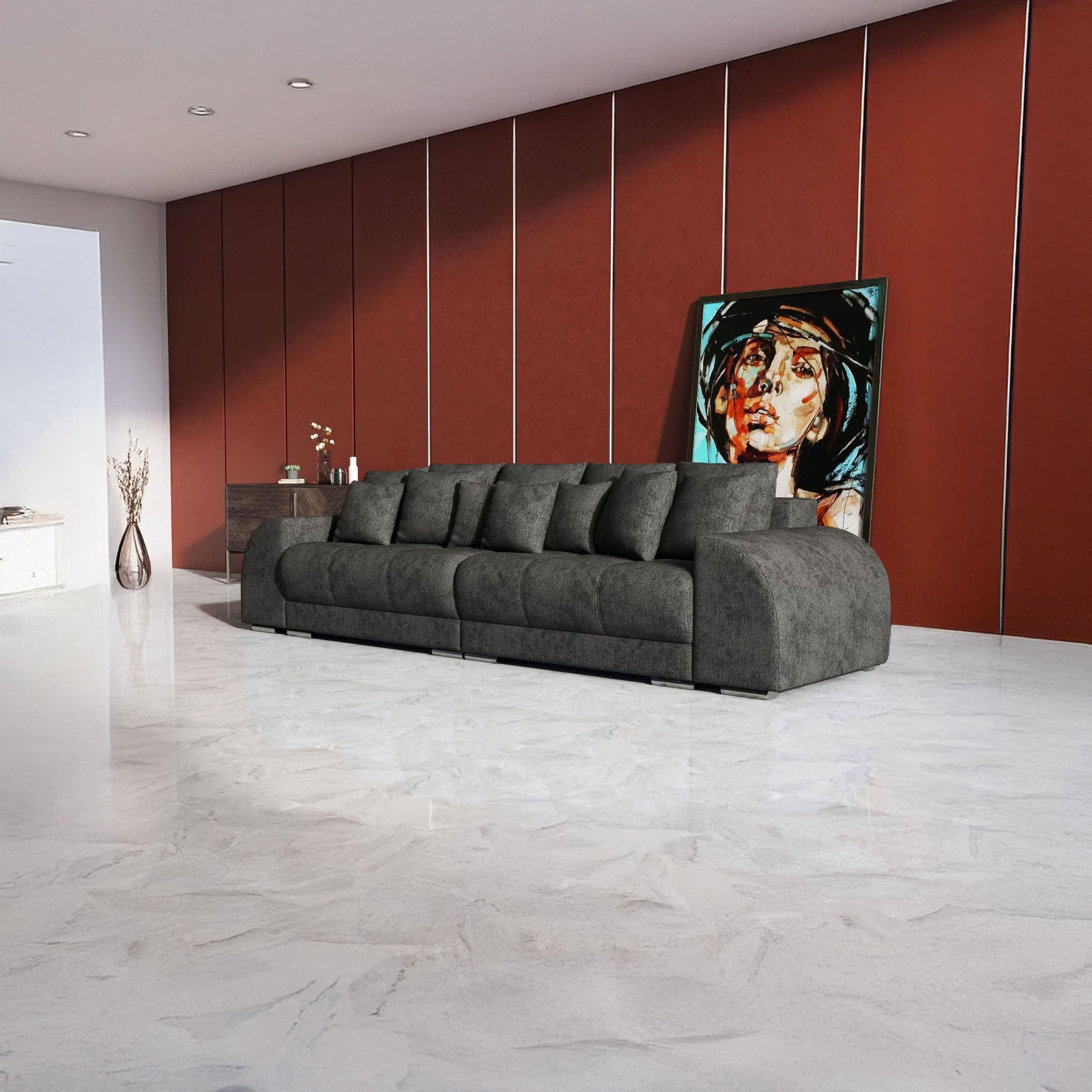 Canapea extensibilă dumonde cu 2 lăzi de depozitare si sezut confortabil din spuma HR, Verona Enjoy Kaki 310x100 cm Fabrica