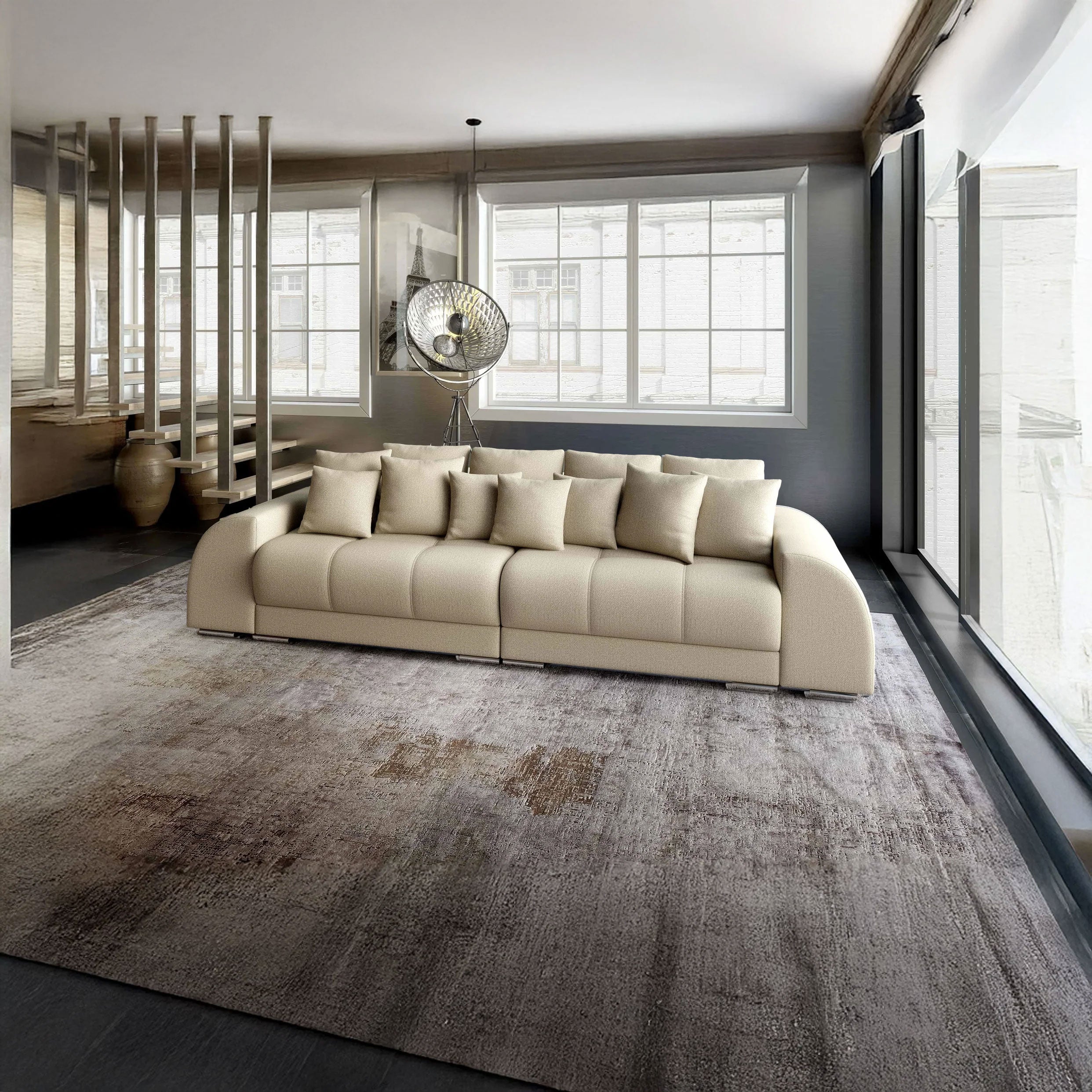 Canapea extensibilă dumonde cu 2 lăzi de depozitare si sezut confortabil din spuma HR, Verona Enjoy Camel 310x100 cm Fabrica