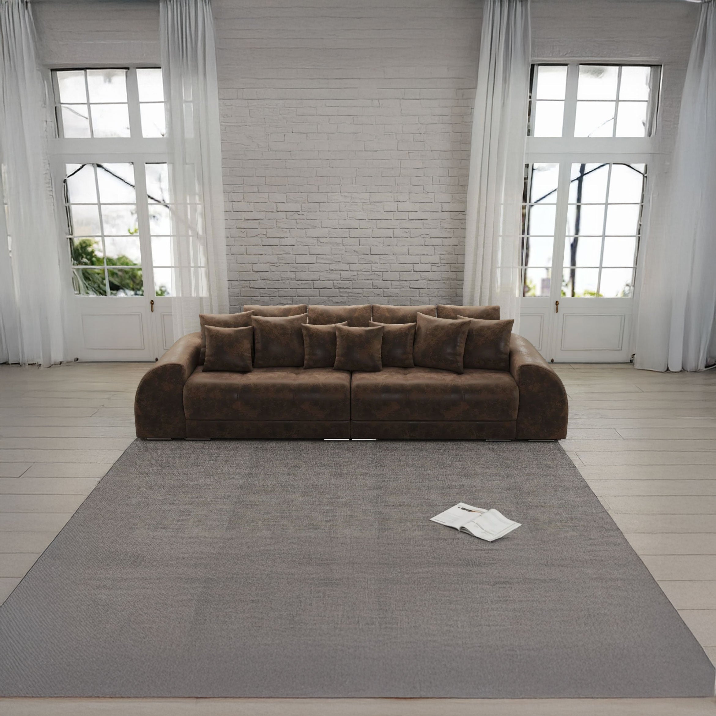 Canapea extensibilă dumonde cu 2 lăzi de depozitare si sezut confortabil din spuma HR,Verona Madagaskar Brown 310x100 cm Fabrica