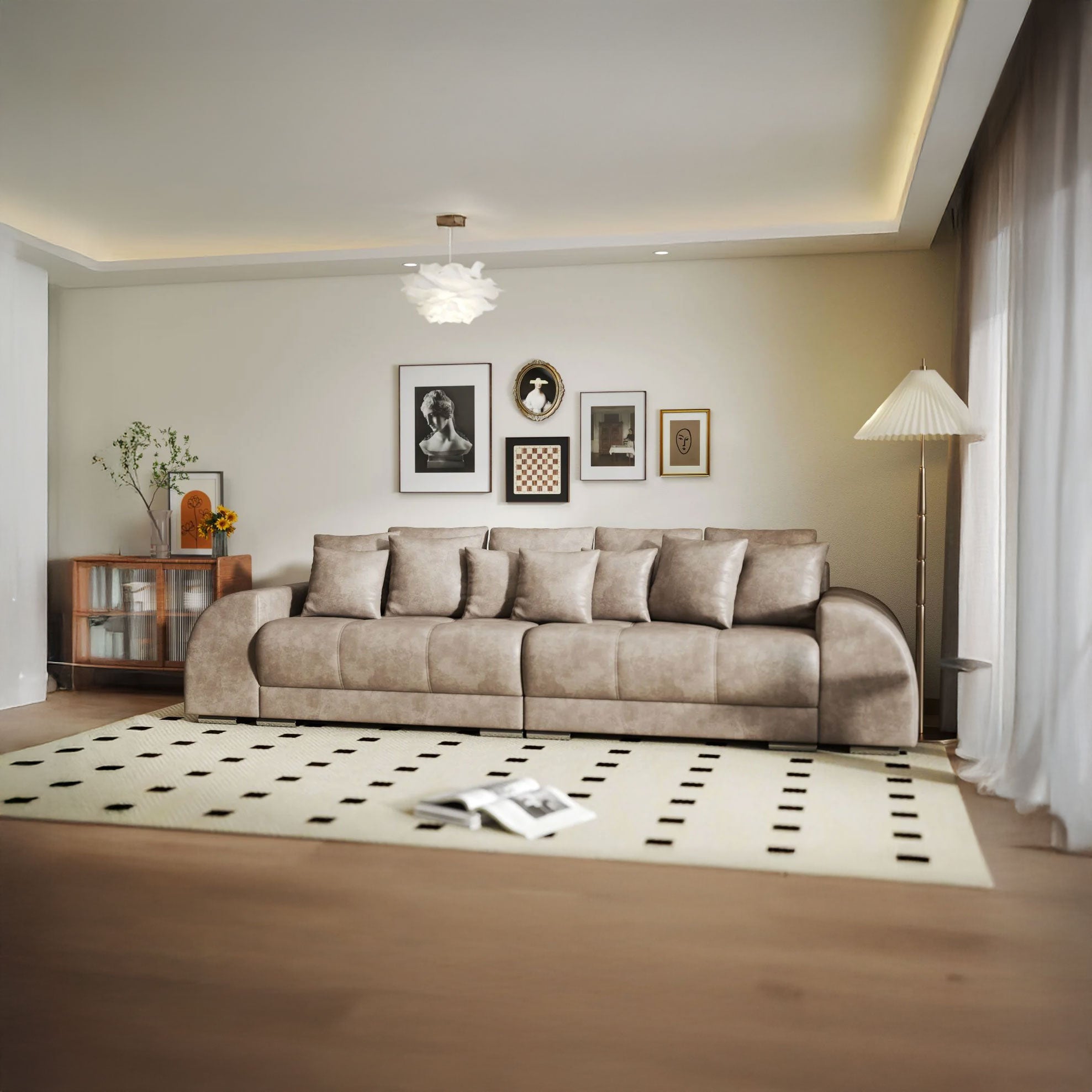 Canapea extensibilă dumonde cu 2 lăzi de depozitare si sezut confortabil din spuma HR, Big Sofa Verona Tobago Brown 310x100 cm Fabrica