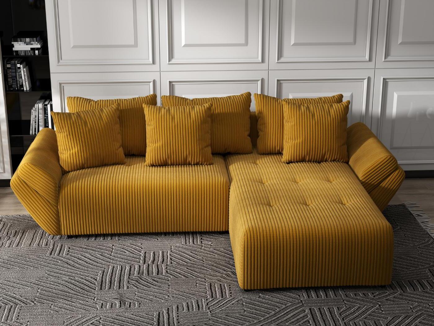 Colțar extensibil dumonde cu ladă de depozitare si sezut confortabil din spuma HR, Berlin Ambience Mustar 280x185 cm II Fabrica