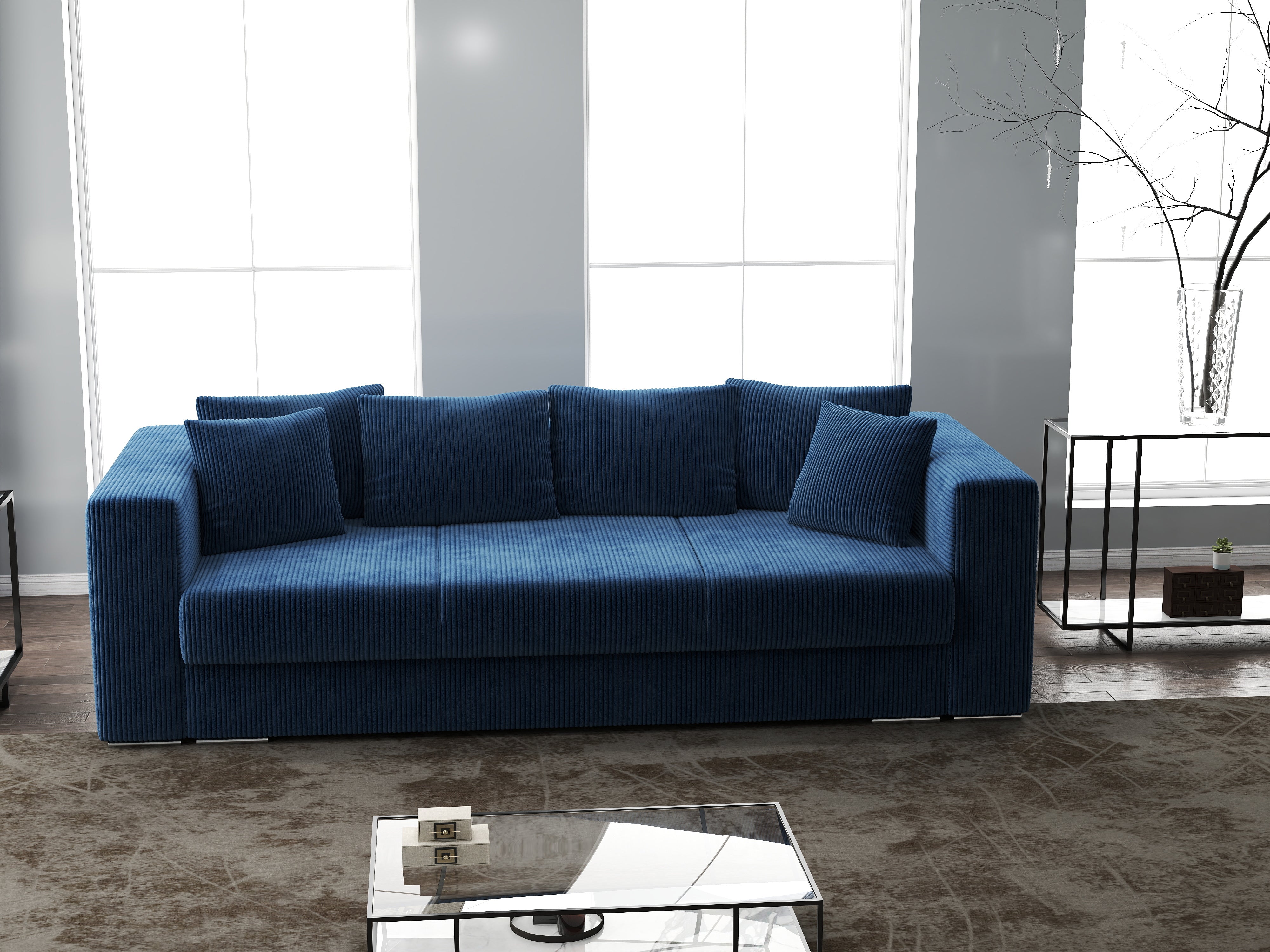 Canapea extensibilă dumonde cu ladă de depozitare si sezut confortabil din spuma HR, Gloria Zoom Blue 240x100 cm Fabrica