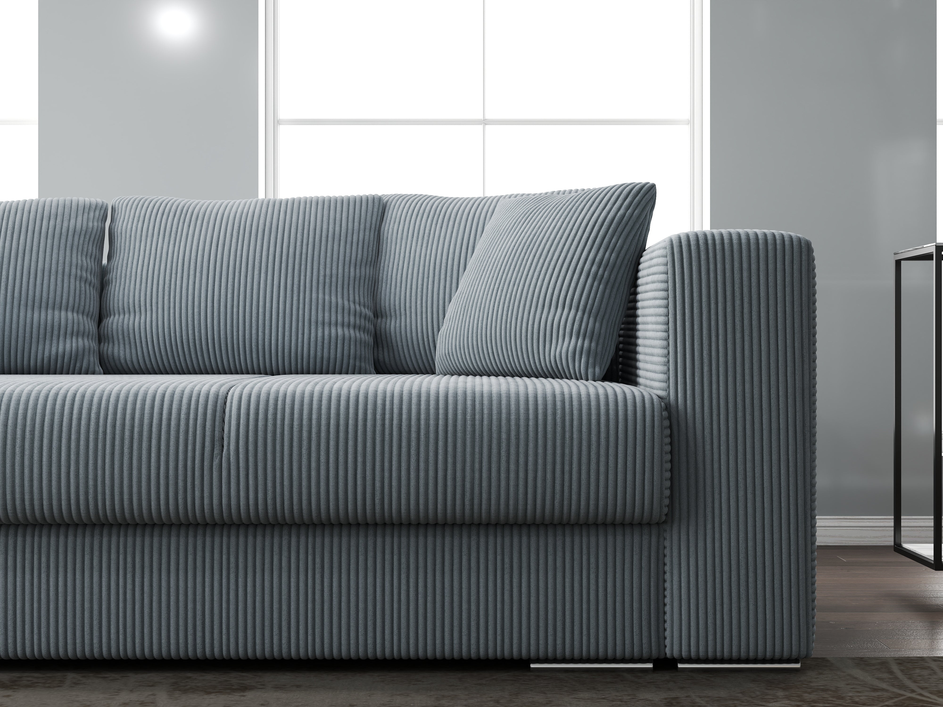 Canapea extensibilă dumonde cu ladă de depozitare si sezut confortabil din spuma HR, Gloria Zoom Grey II 240x100 cm Fabrica