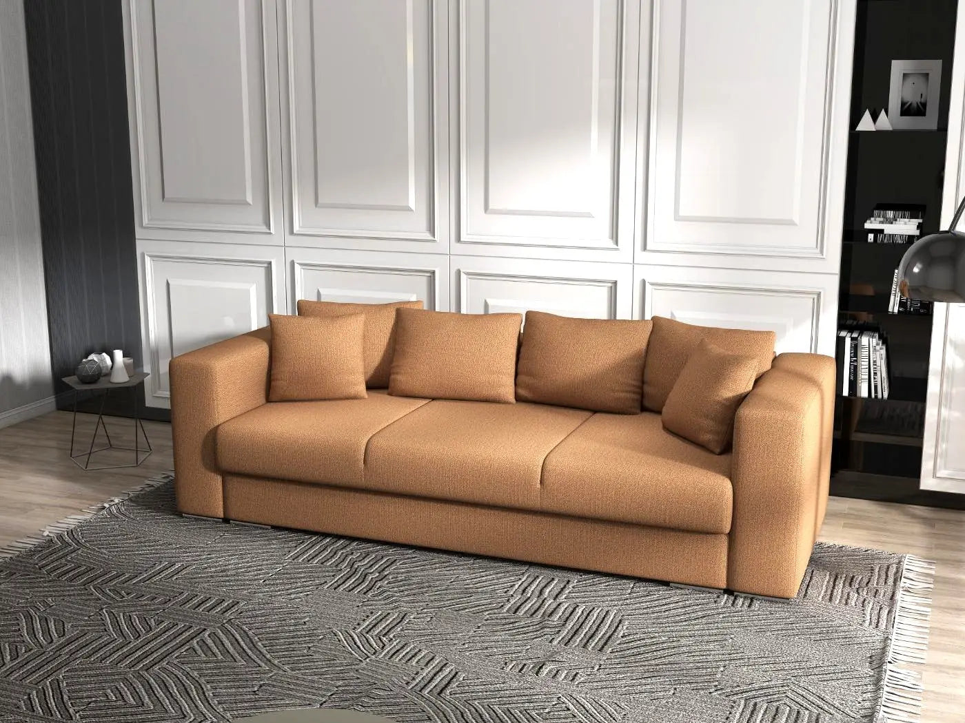 Canapea extensibilă dumonde cu ladă de depozitare si sezut confortabil din spuma HR, Gloria Orange 240x100 cm Fabrica