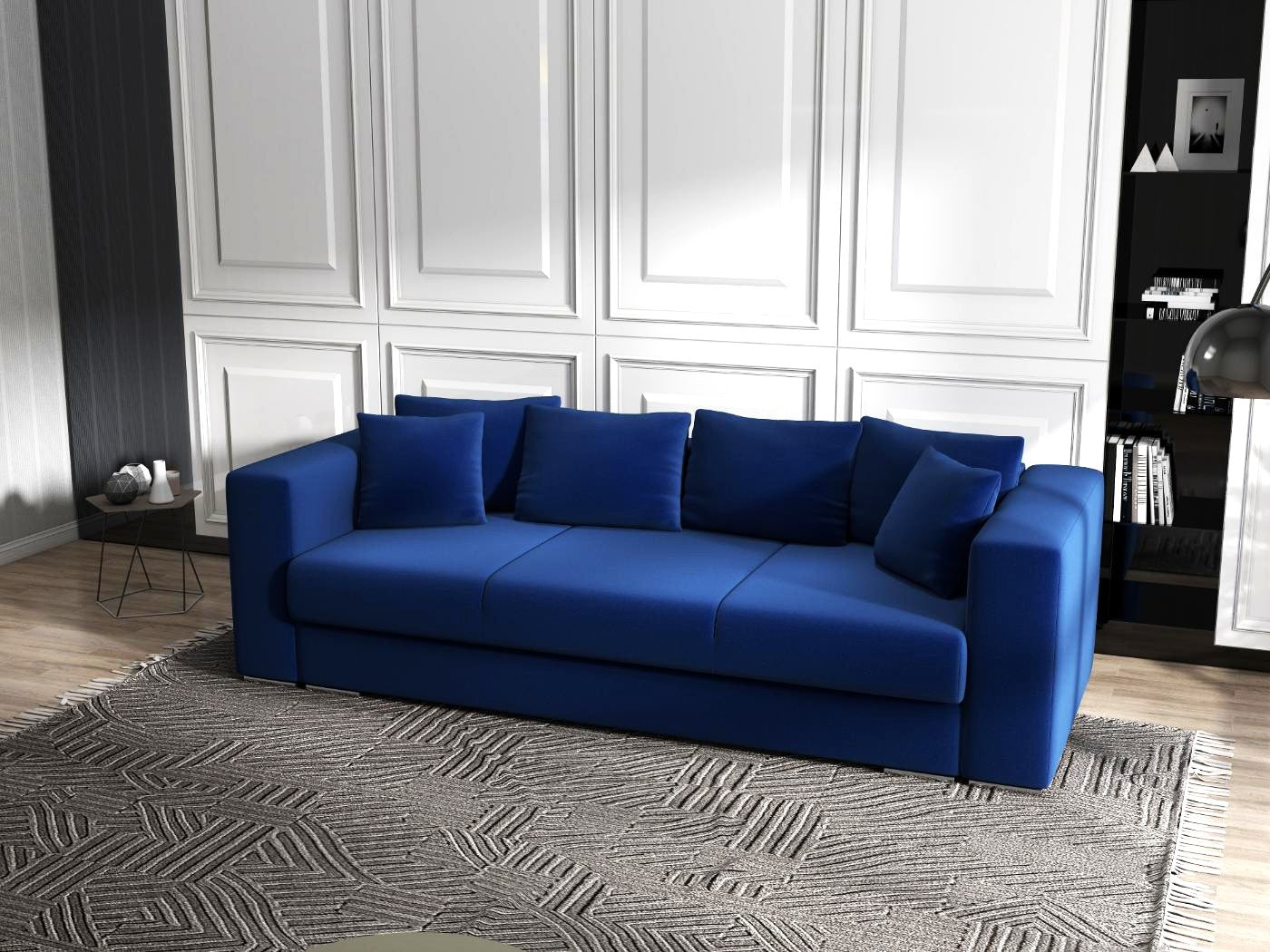 Canapea extensibilă dumonde cu ladă de depozitare si sezut confortabil din spuma HR, Gloria Royal Blue 240x100 cm Fabrica