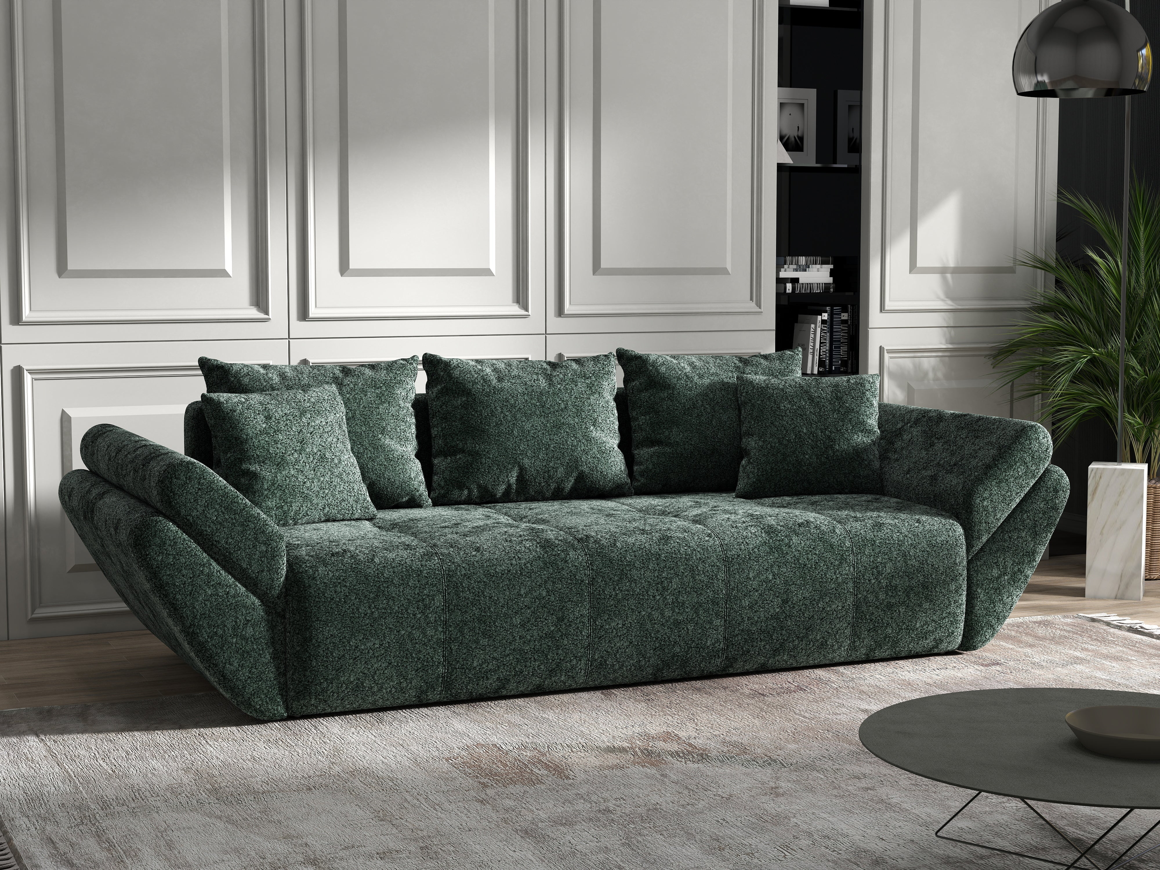 Canapea extensibilă dumonde cu ladă de depozitare si sezut confortabil din spuma HR, Berlin Euphoria Green 250x100 cm Fabrica
