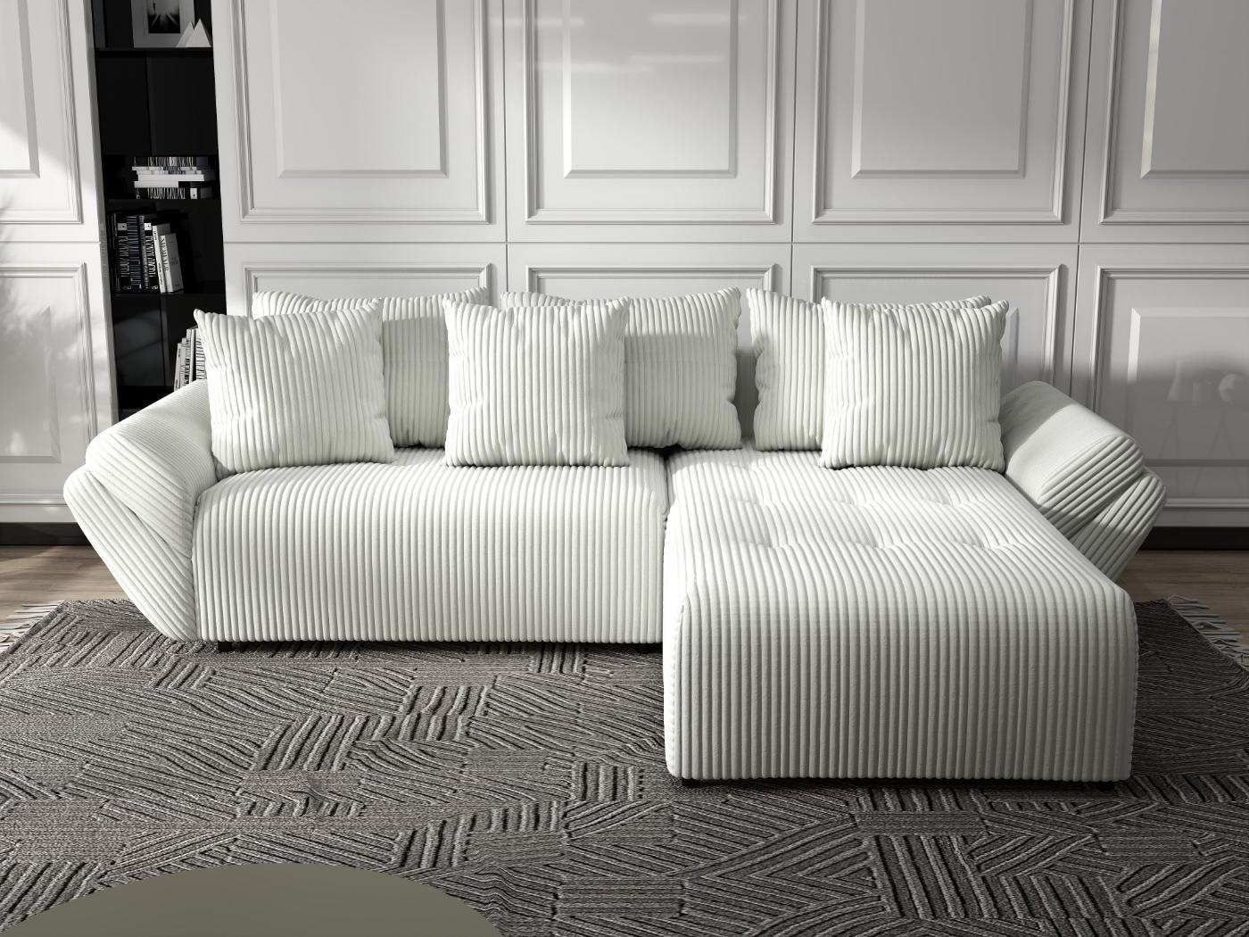 Colțar extensibil dumonde cu ladă de depozitare si sezut confortabil din spuma HR, Berlin Ambience Ivory 280x185 cm II Fabrica