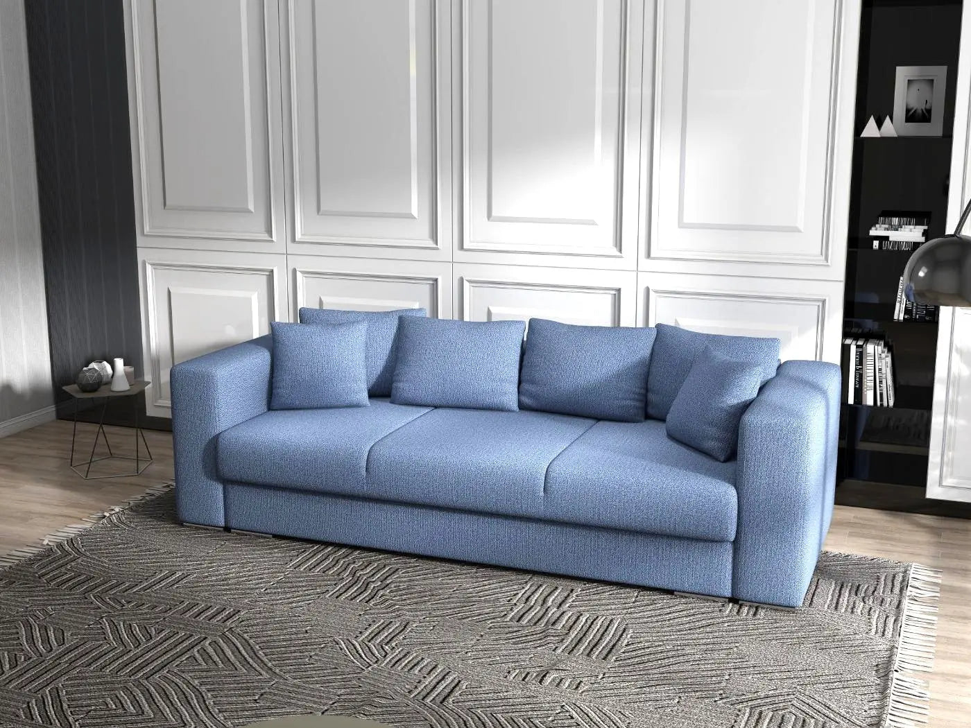 Canapea extensibilă dumonde cu ladă de depozitare si sezut confortabil din spuma HR, Gloria Blue 240x100 cm Fabrica