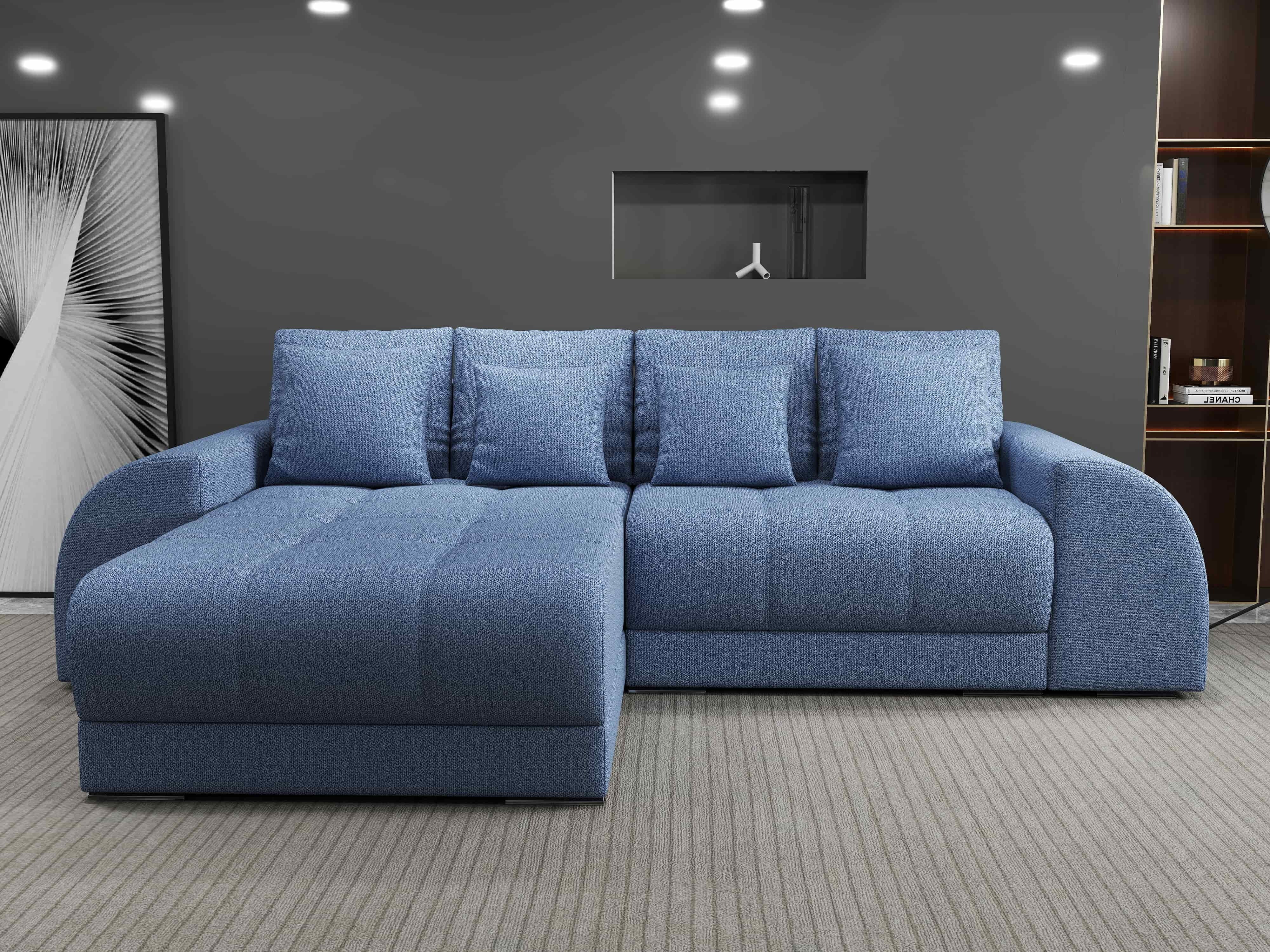 Colțar extensibil dumonde cu ladă de depozitare si sezut confortabil din spuma HR, Verona Enjoy Albastru 290x185 cm Fabrica