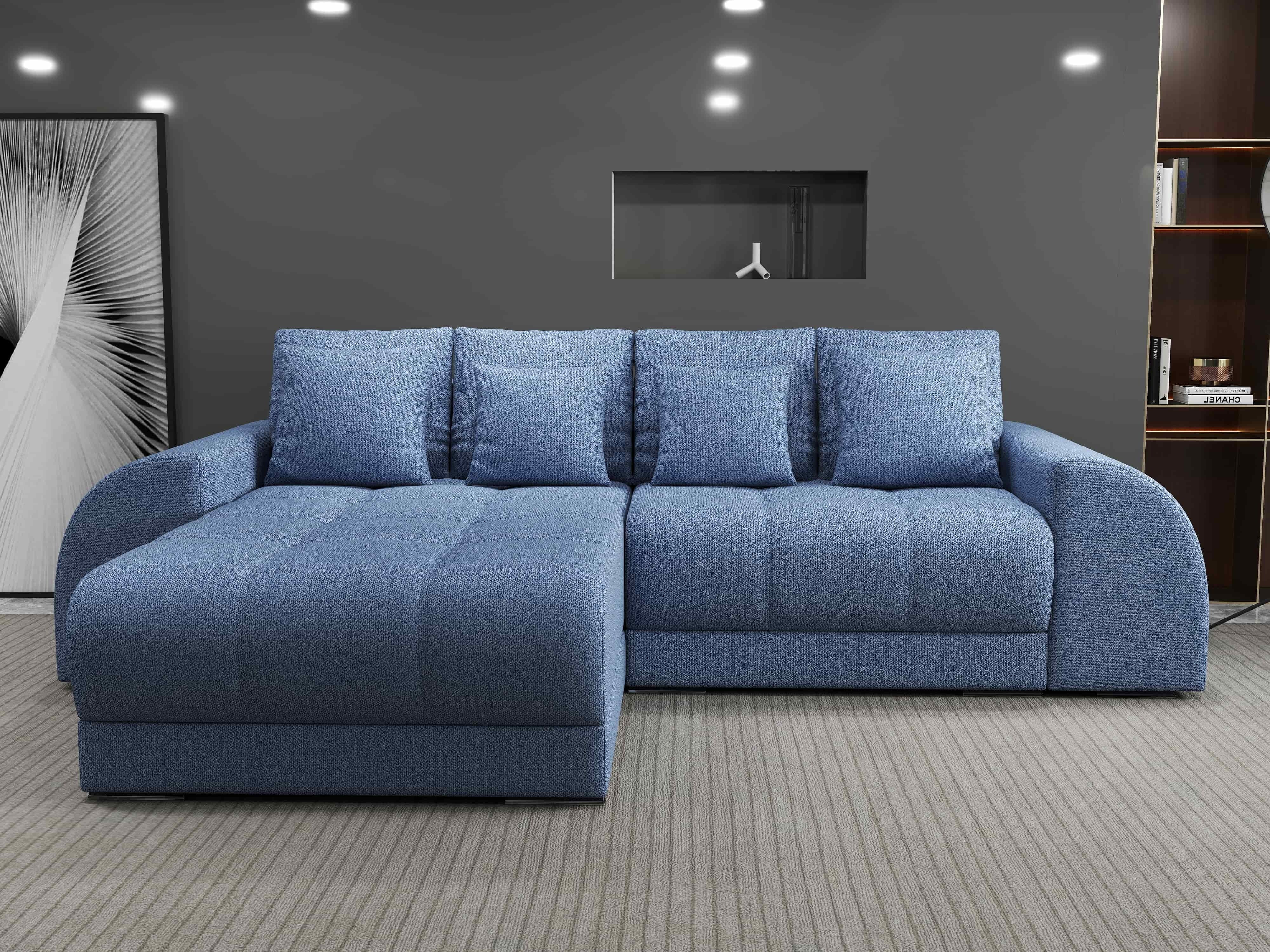 Colțar extensibil dumonde cu ladă de depozitare si sezut confortabil din spuma HR, Verona Enjoy Albastru 290x185 cm Fabrica