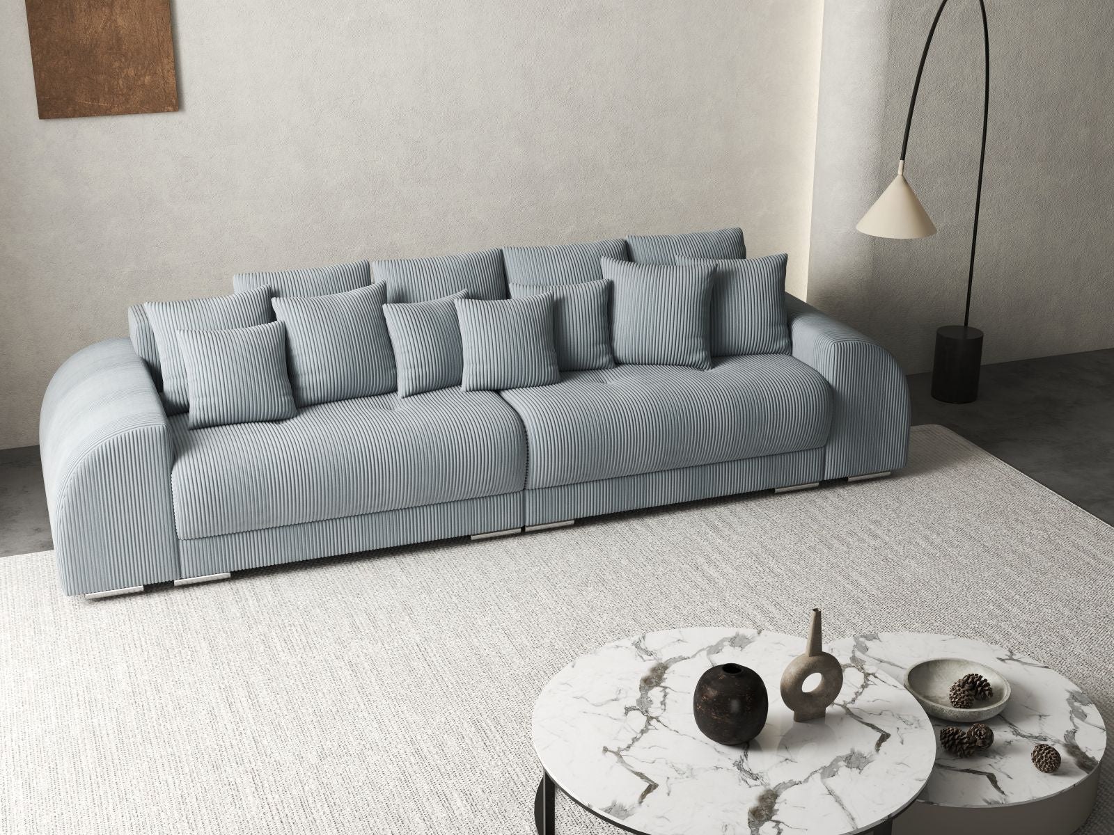 Canapea extensibilă dumonde cu 2 lăzi de depozitare si sezut confortabil din spuma HR, Verona Zoom Grey 310x100 cm Fabrica