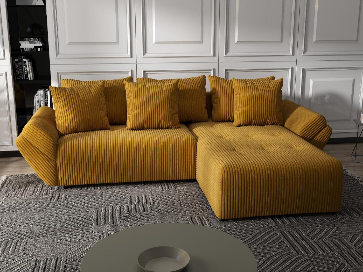 Colțar extensibil dumonde cu ladă de depozitare si sezut confortabil din spuma HR, Berlin Ambience Mustar 280x185 cm II Fabrica