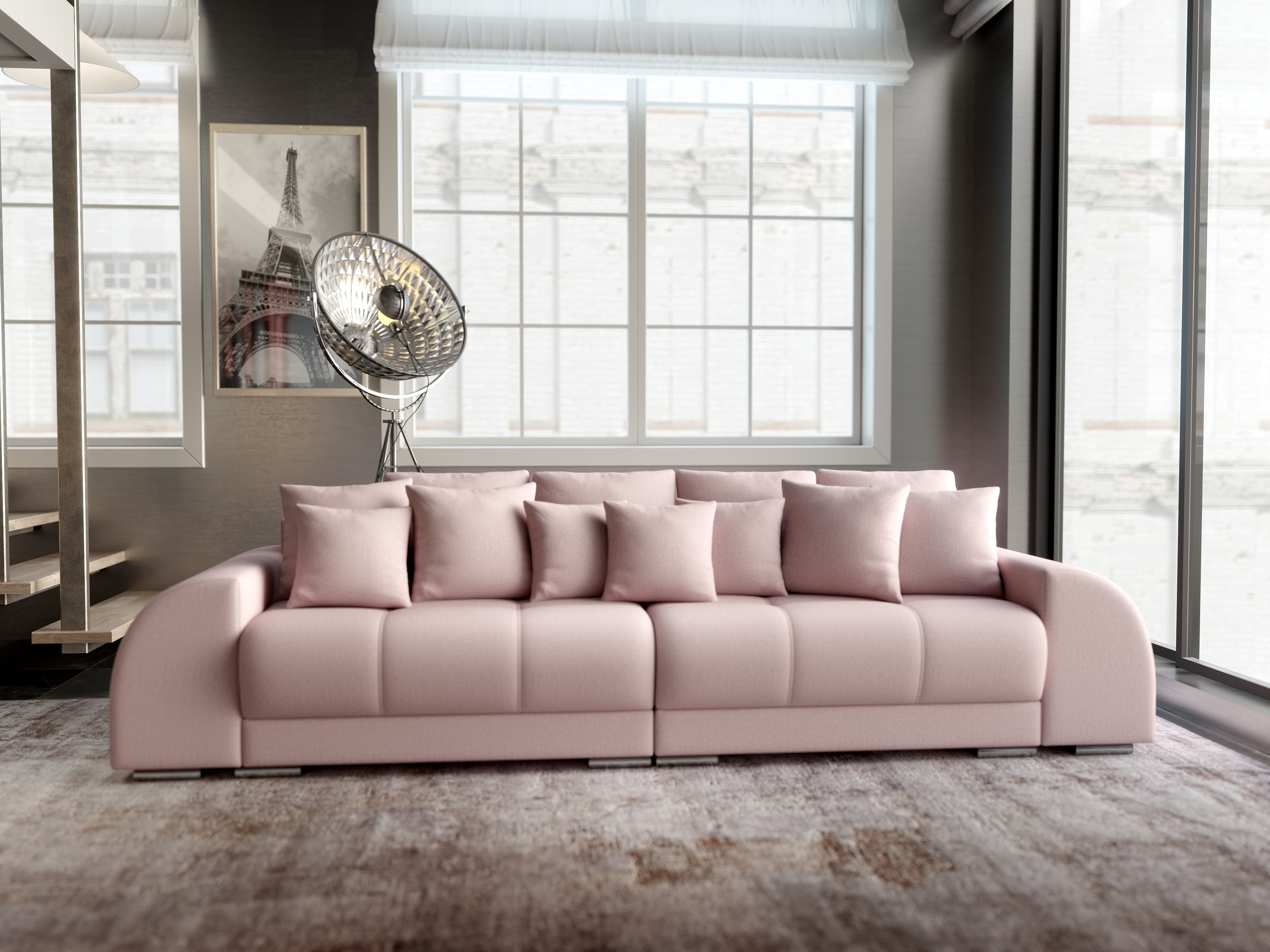 Canapea extensibilă dumonde cu 2 lăzi de depozitare si sezut confortabil din spuma HR, Verona Enjoy Flamingo 310x100 cm Fabrica