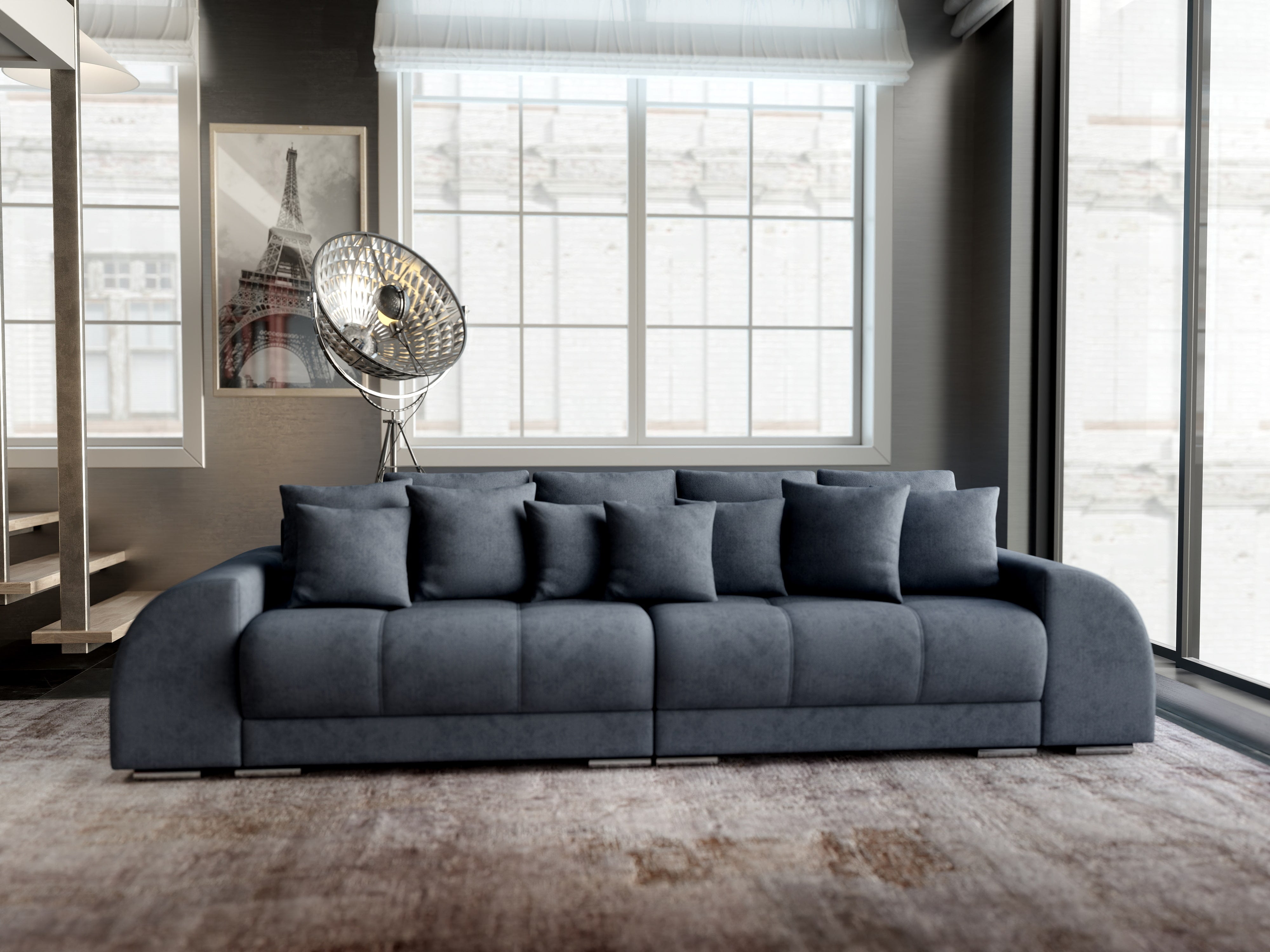 Canapea extensibilă dumonde cu 2 lăzi de depozitare si sezut confortabil din spuma HR, Verona Enjoy Antracit 310x100 cm Fabrica