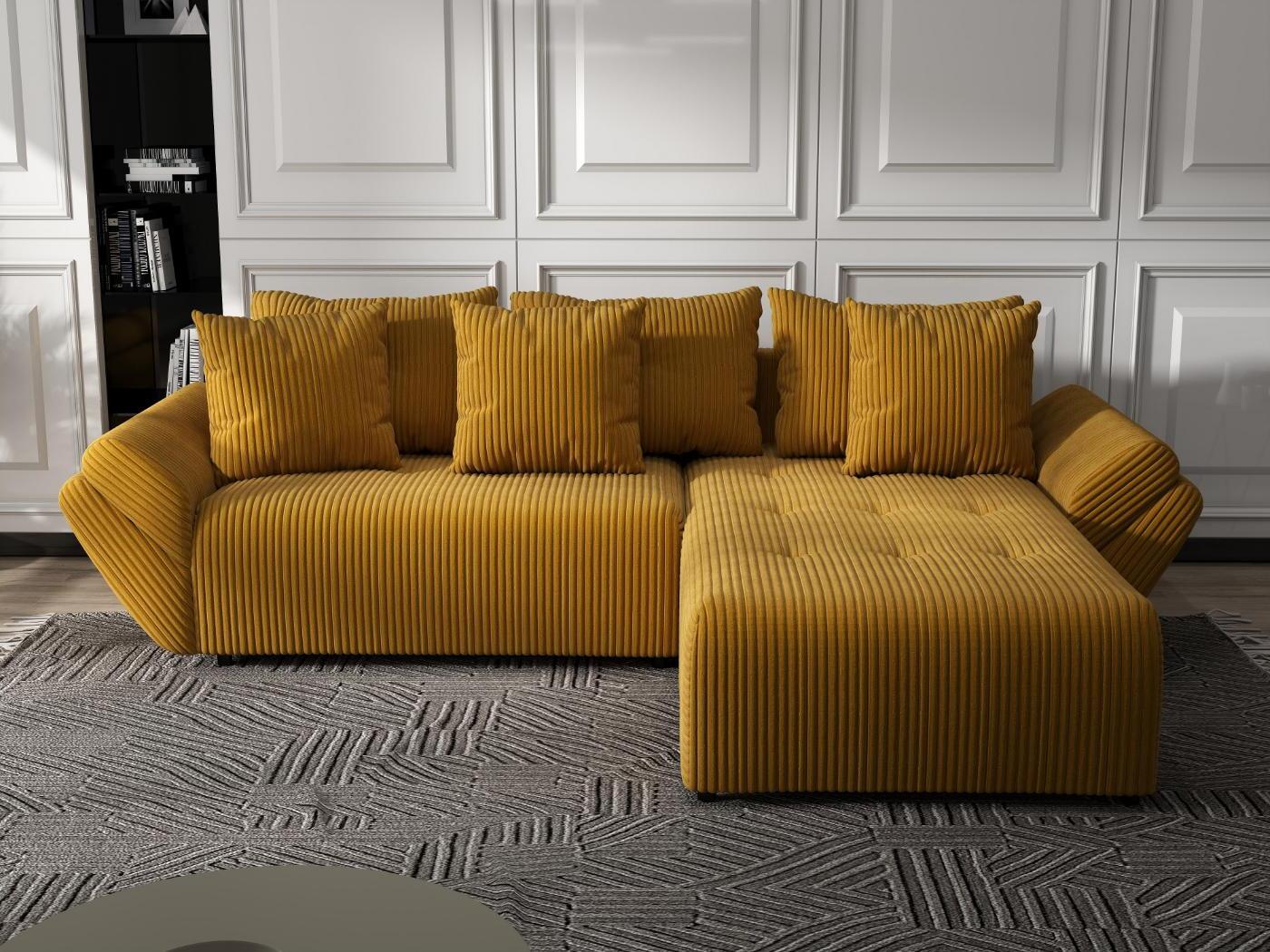 Colțar extensibil dumonde cu ladă de depozitare si sezut confortabil din spuma HR, Berlin Ambience Mustar 280x185 cm II Fabrica