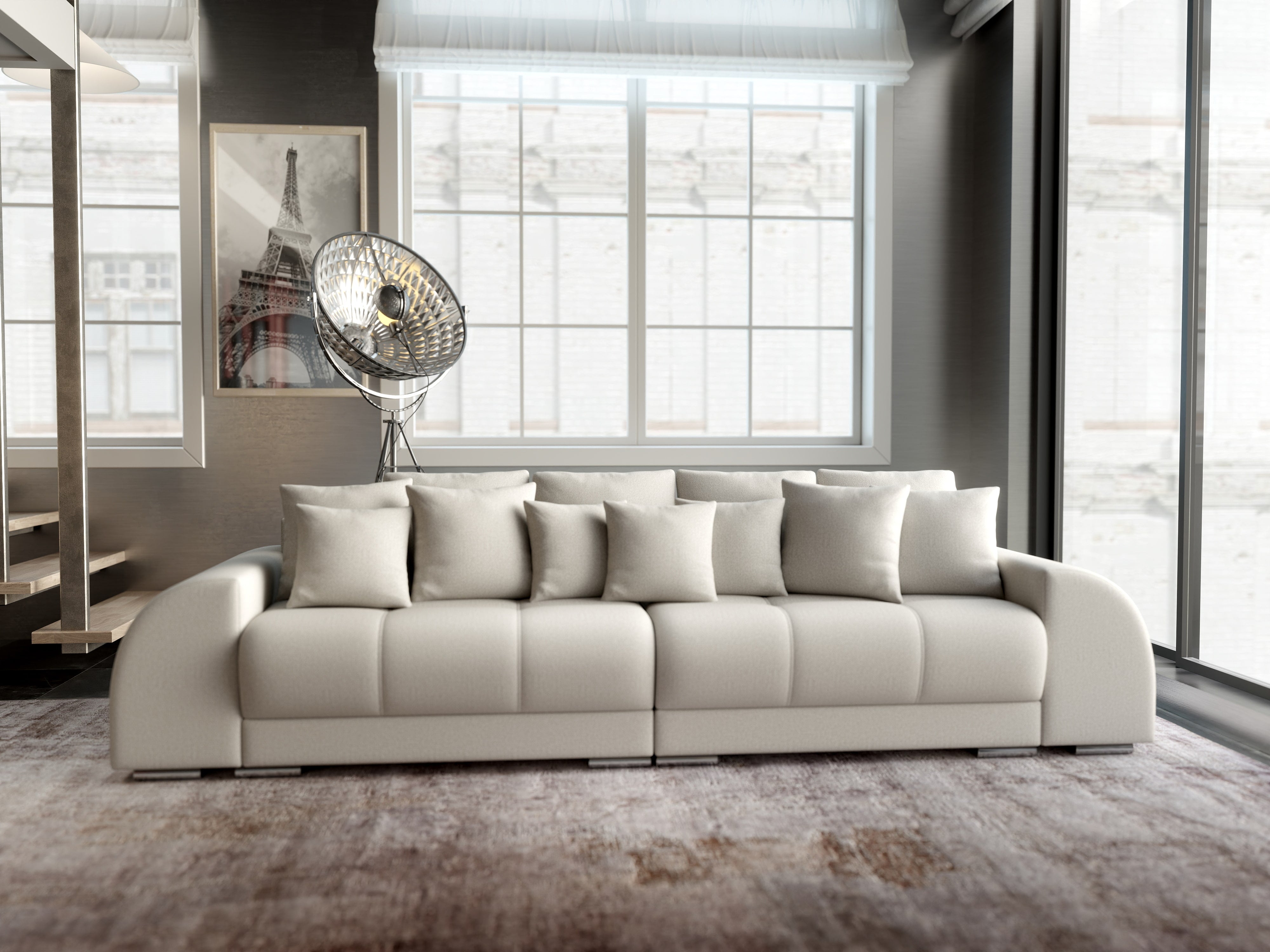 Canapea extensibilă dumonde cu 2 lăzi de depozitare si sezut confortabil din spuma HR, Verona Enjoy Beige 310x100 cm Fabrica