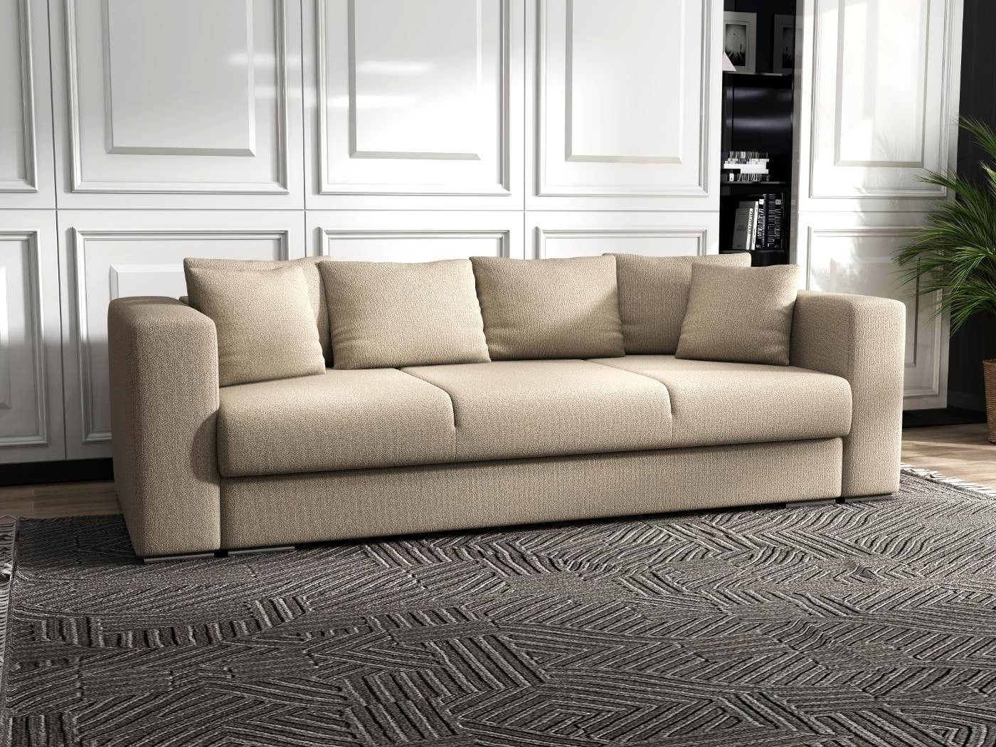 Canapea extensibilă dumonde cu ladă de depozitare si sezut confortabil din spuma HR, Gloria Bej II 240x100 cm Fabrica