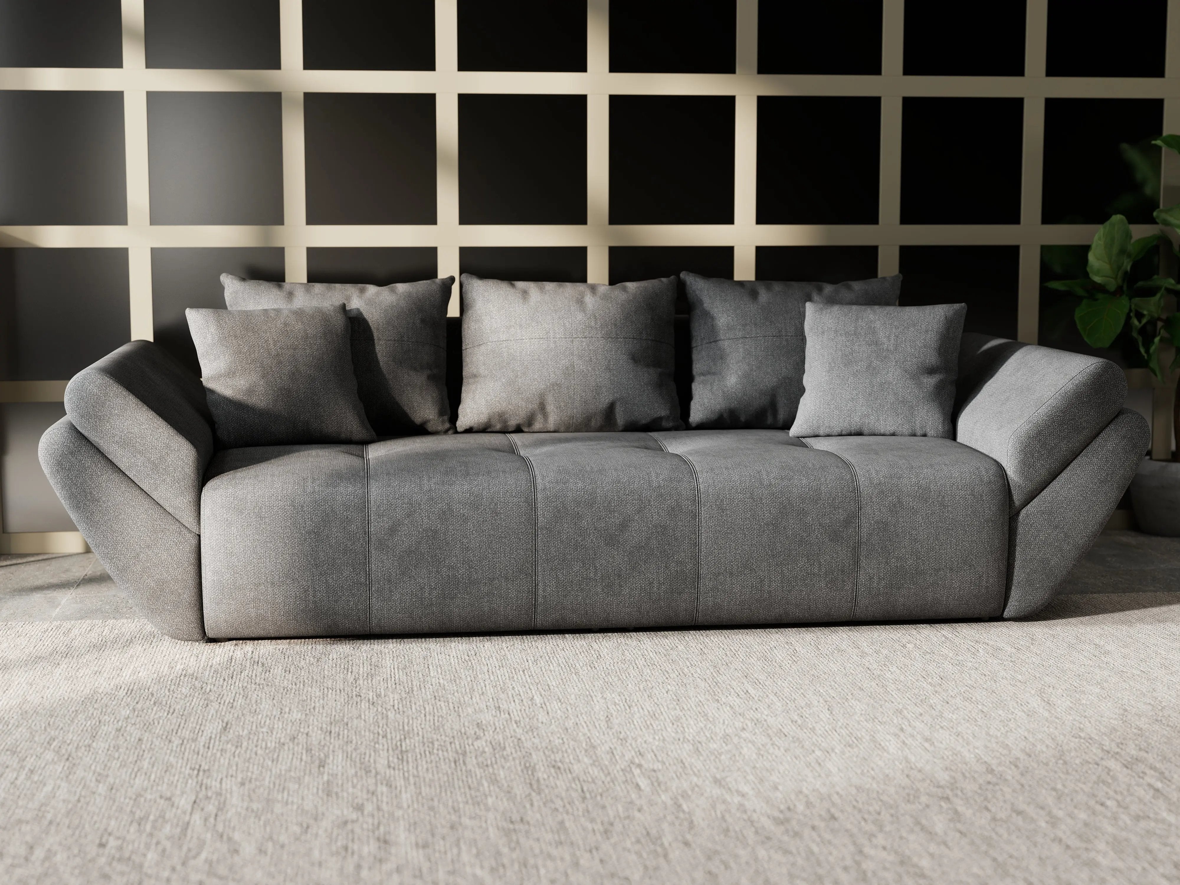 Canapea extensibilă dumonde cu ladă de depozitare si sezut confortabil din spuma HR, Berlin Enjoy Kaki 250x100 cm Fabrica