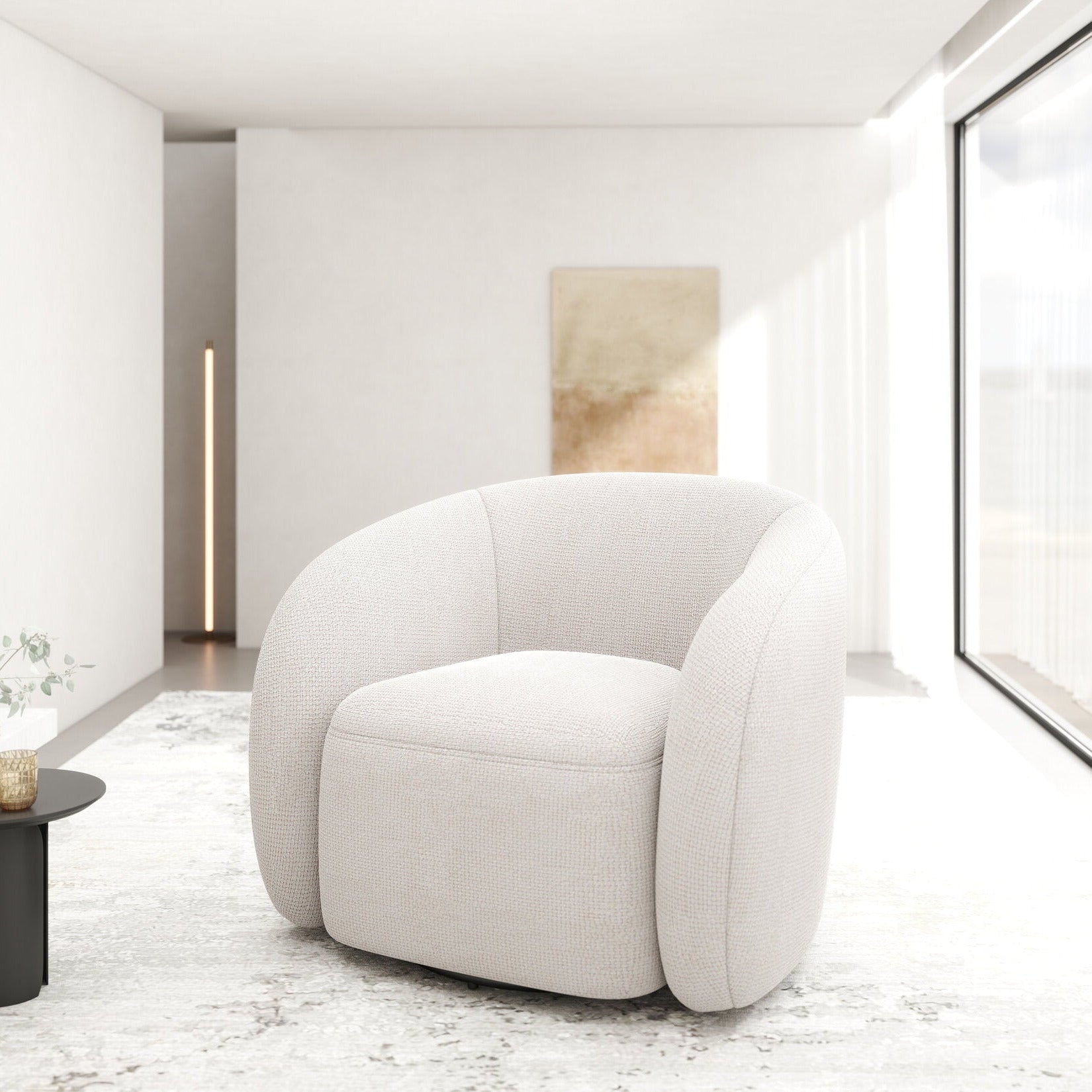 Fotoliu dumonde tapitat Bej modern Novar 77x72cm