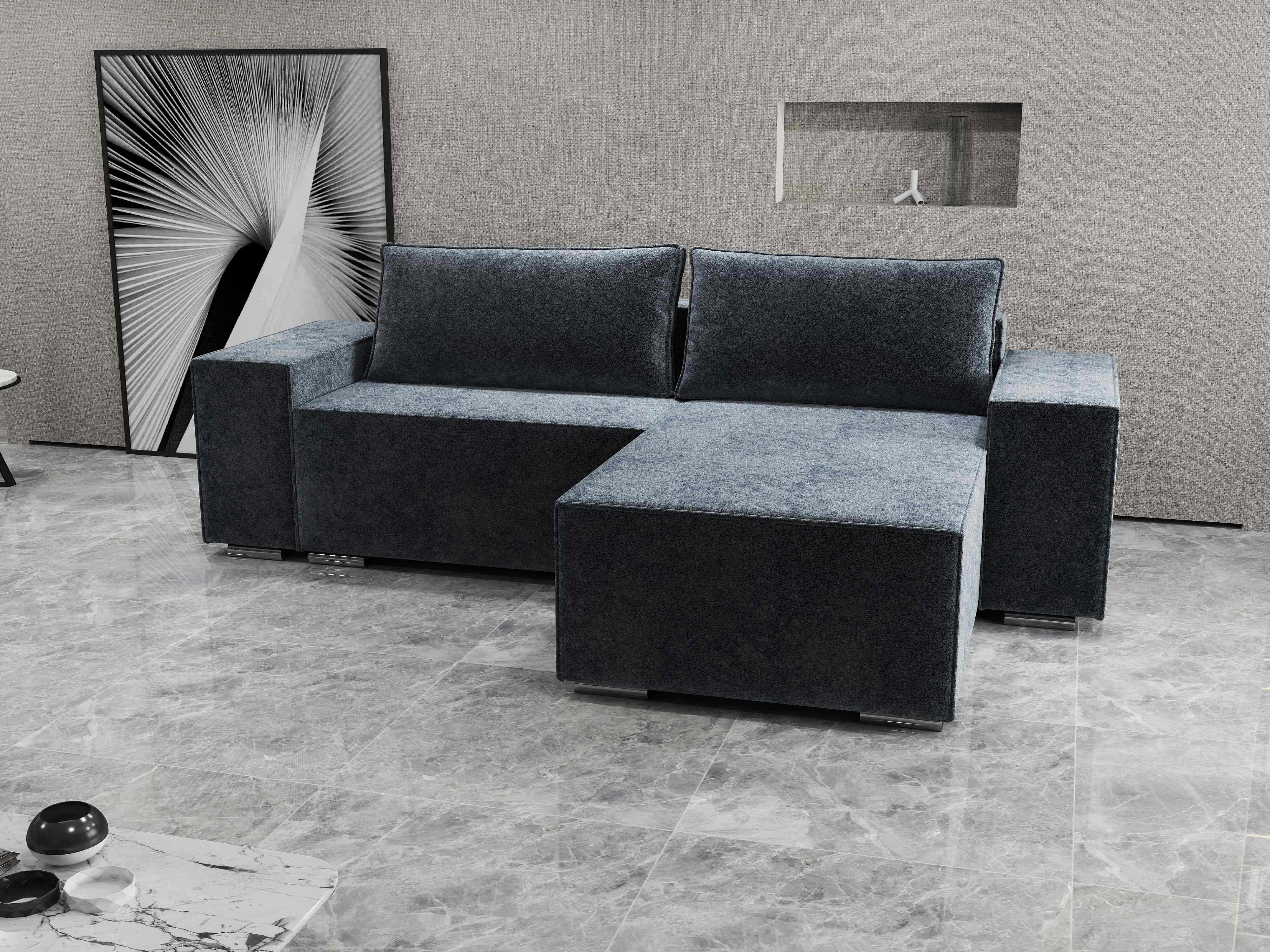 Colțar extensibil dumonde cu ladă de depozitare si sezut confortabil din spuma HR, Dream Euphoria Grafit 290x185 cm II Fabrica