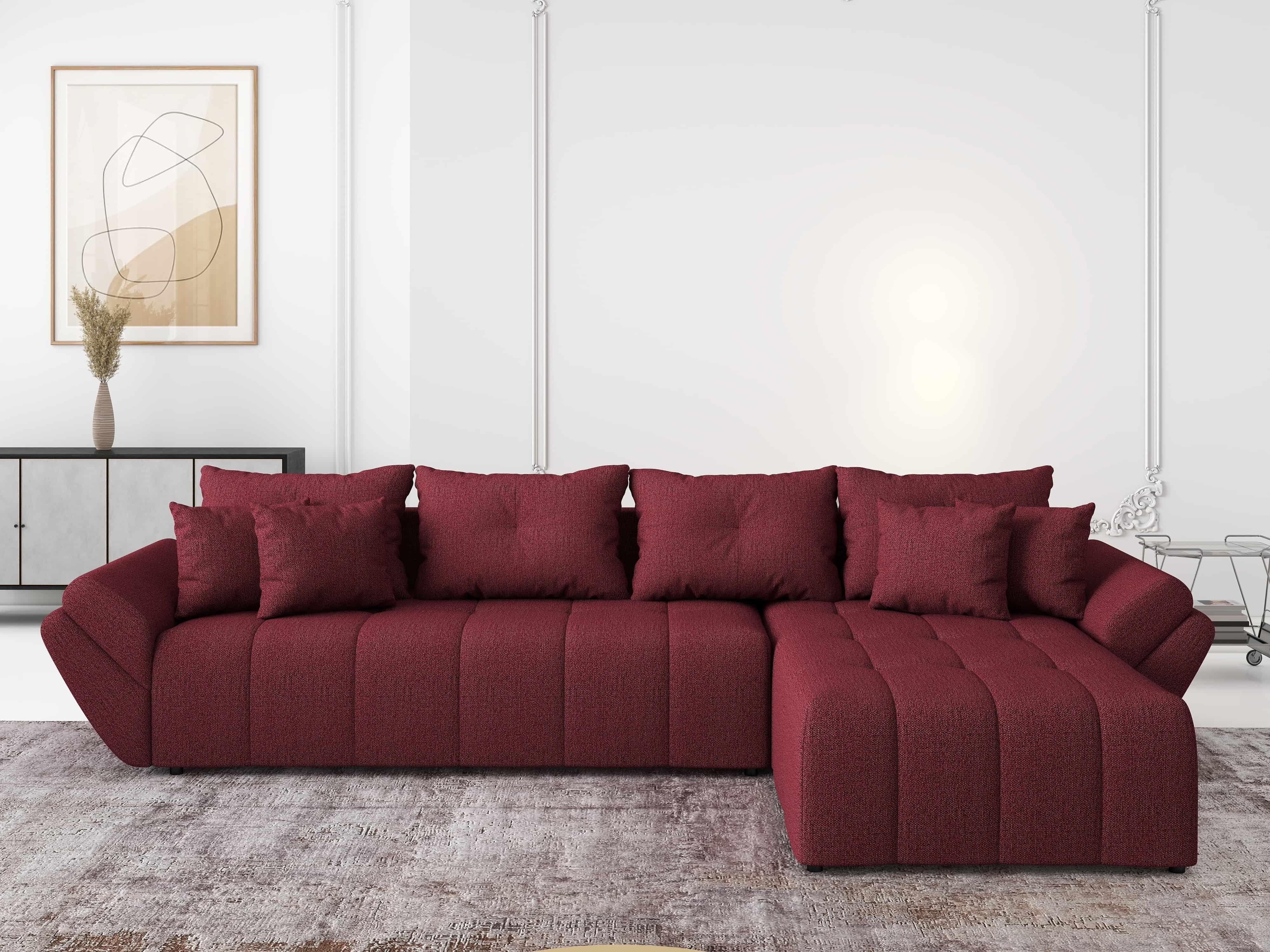 Colțar extensibil dumonde cu ladă de depozitare si sezut confortabil din spuma HR, Berlin XL Enjoy Red 350x185 cm II Fabrica