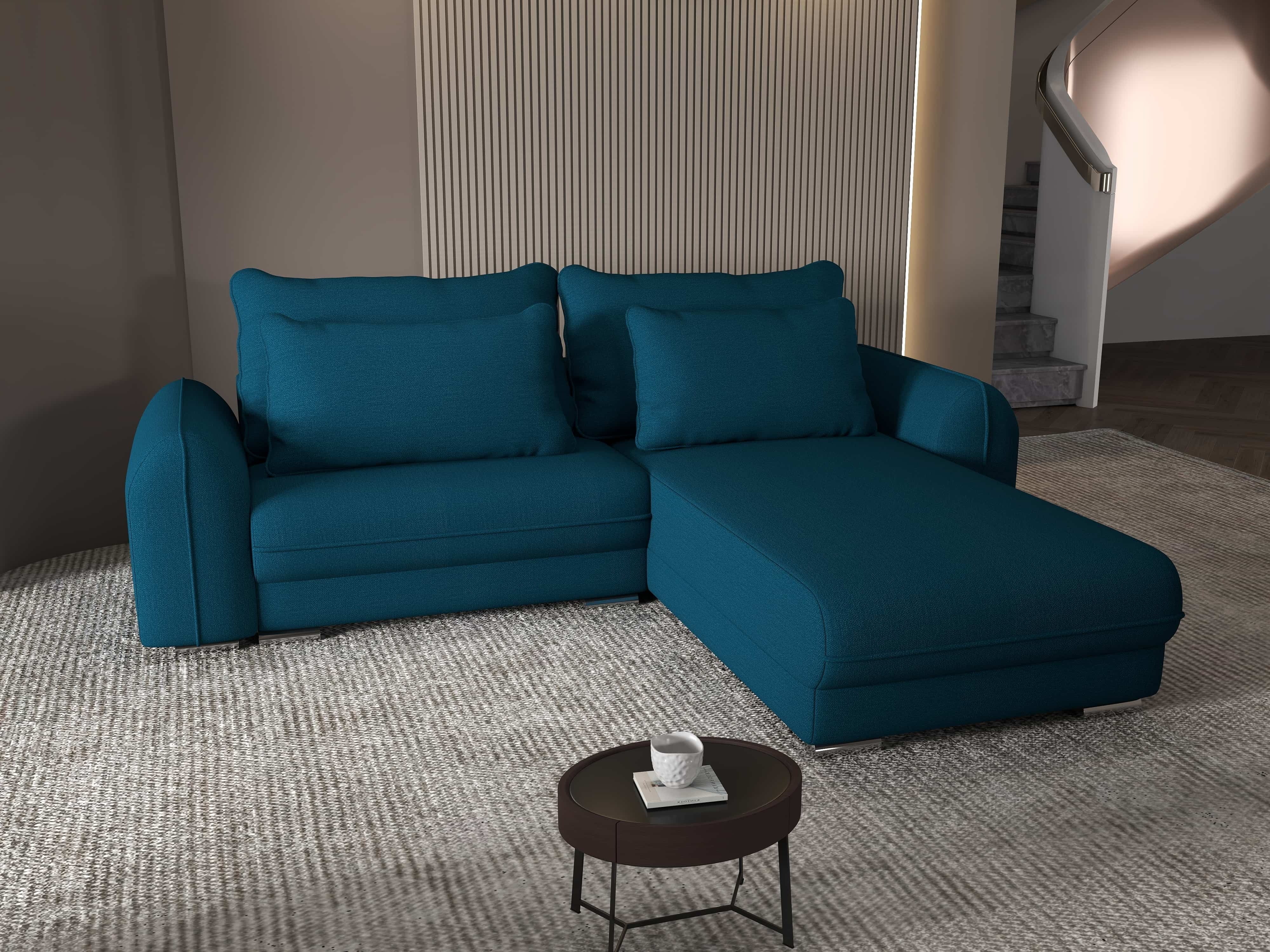 Colțar extensibil dumonde cu ladă de depozitare si sezut confortabil din spuma HR, Denver Enjoy Petrol 275x185 cm II Fabrica