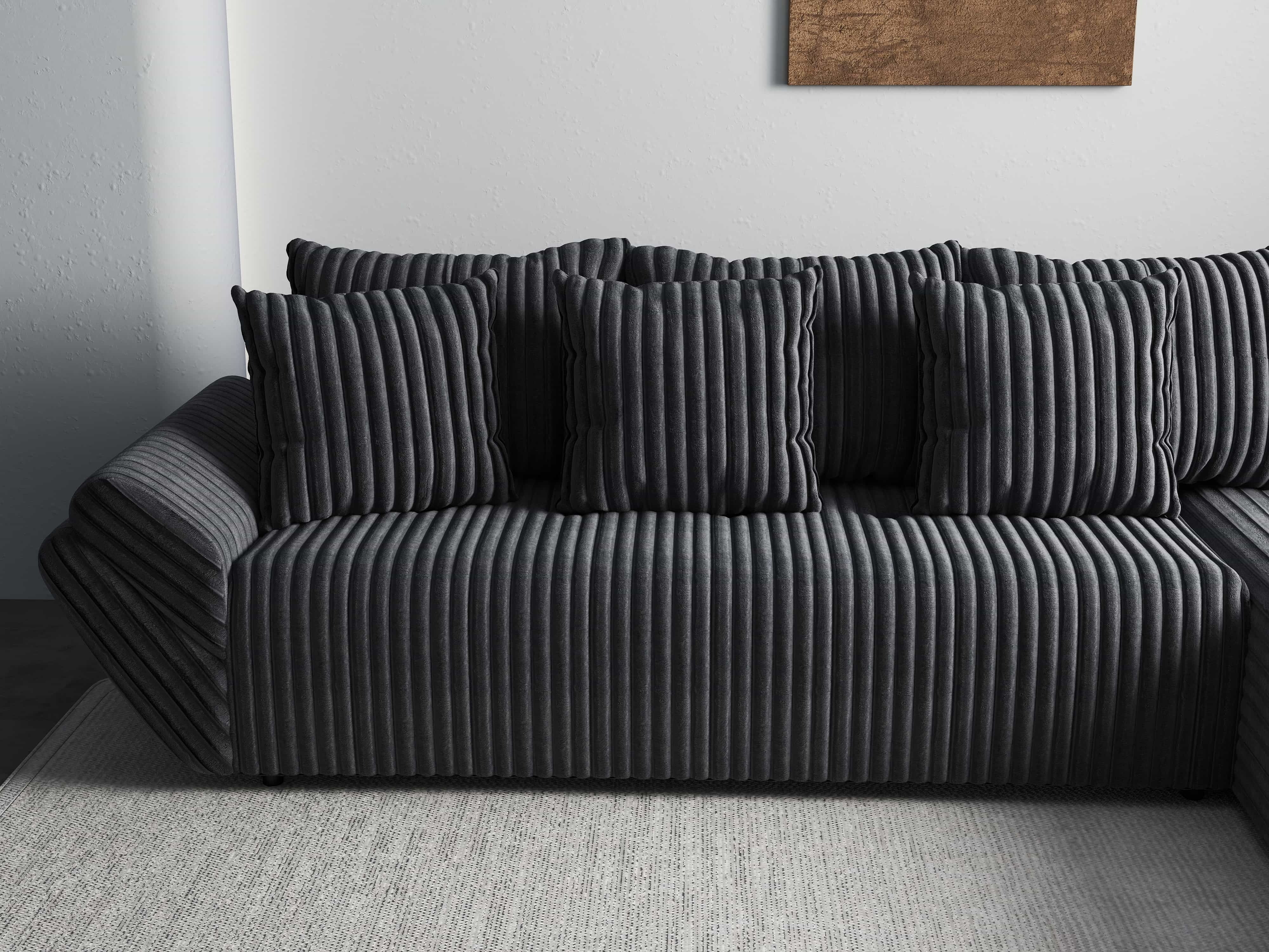 Colțar extensibil dumonde cu ladă de depozitare si sezut confortabil din spuma HR, Berlin XL Ambience Grey II 350x185 cm Fabrica