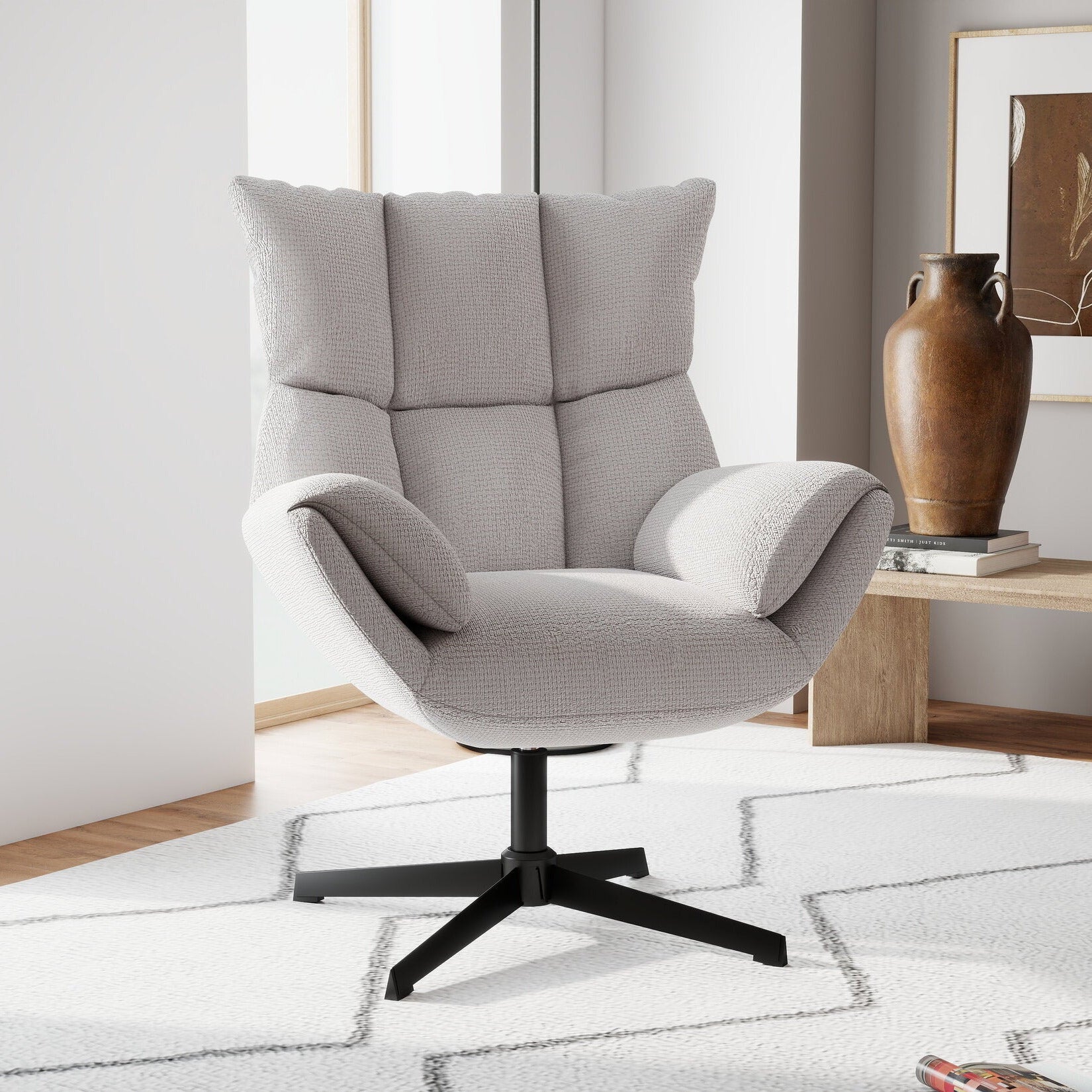 Fotoliu dumonde tapitat Bej modern Belmira 73x77cm