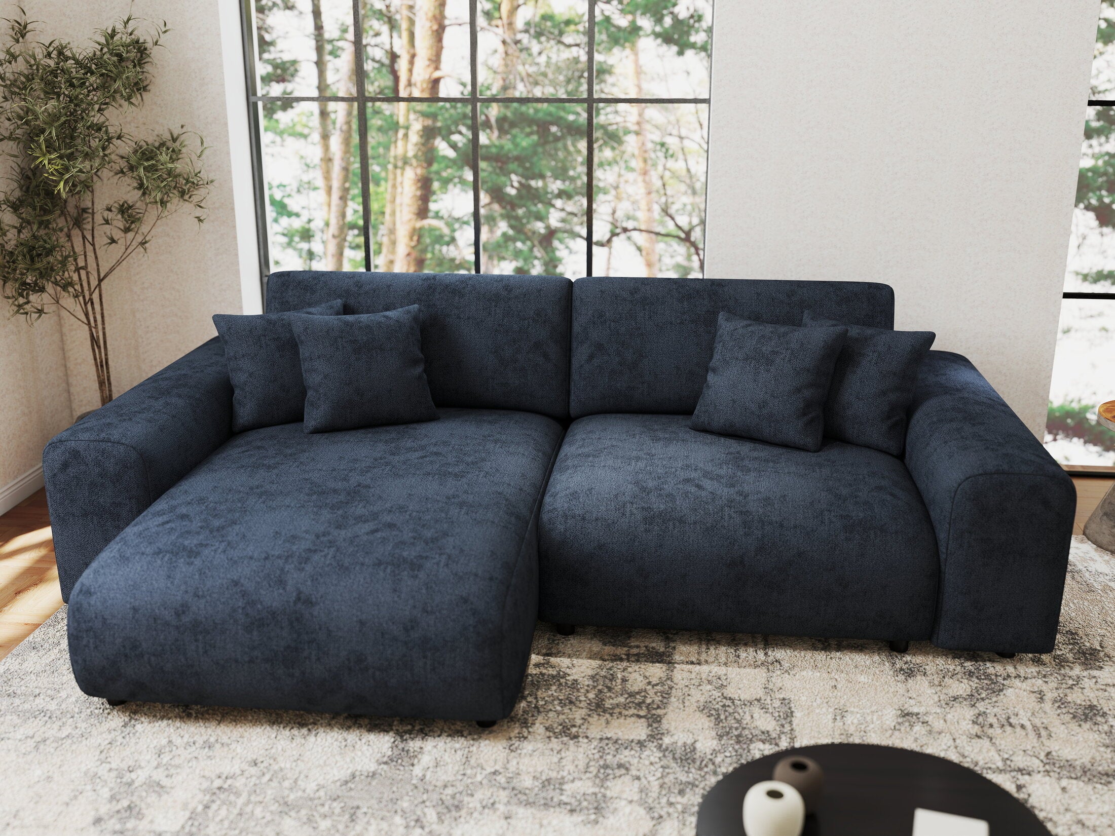 Colțar extensibil dumonde cu ladă de depozitare si sezut confortabil din spuma HR, Sarina Enjoy Antracit 255x168 cm