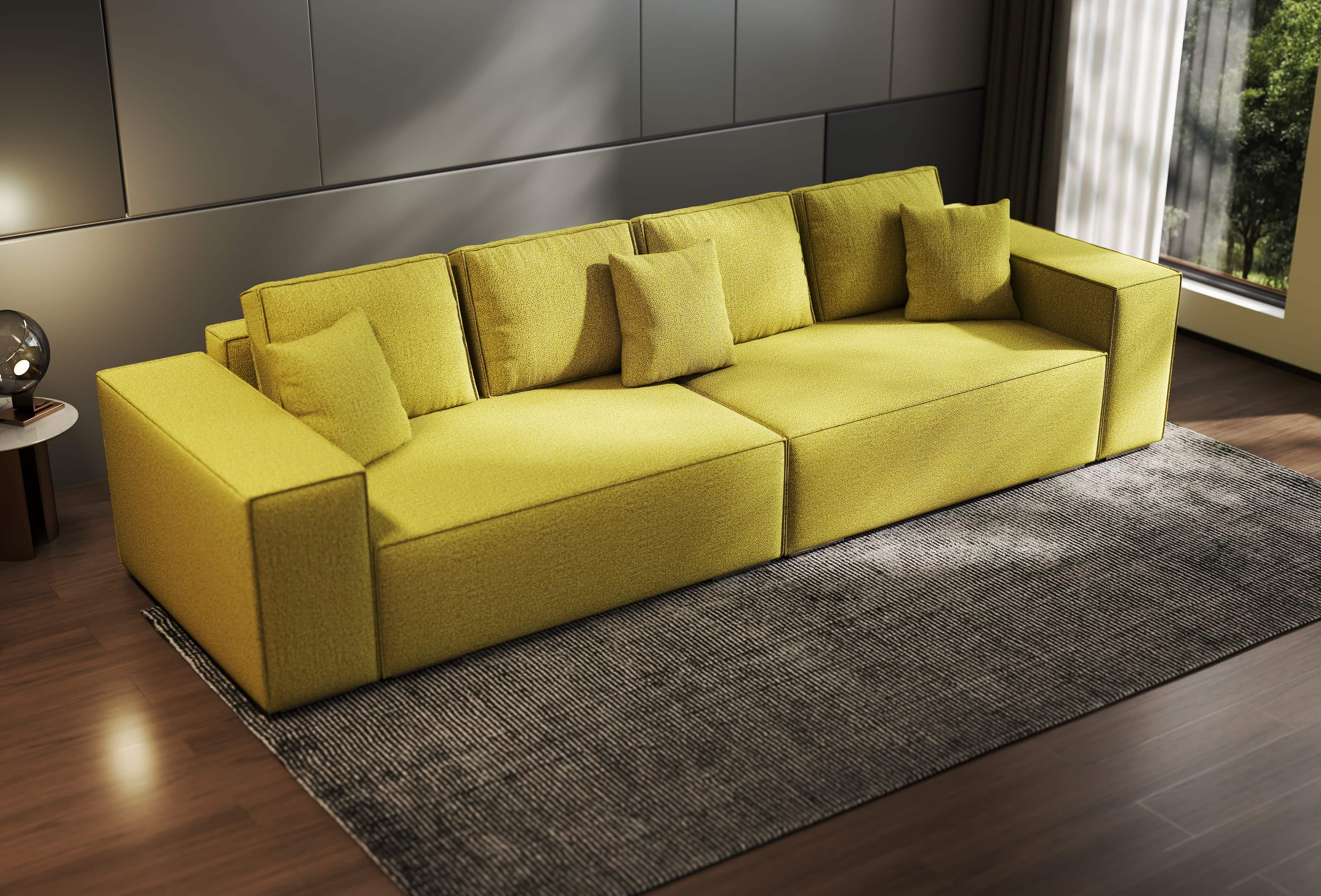 Canapea extensibilă dumonde cu ladă de depozitare si sezut confortabil din spuma HR, Dream Enjoy Verde 310x100 cm Fabrica