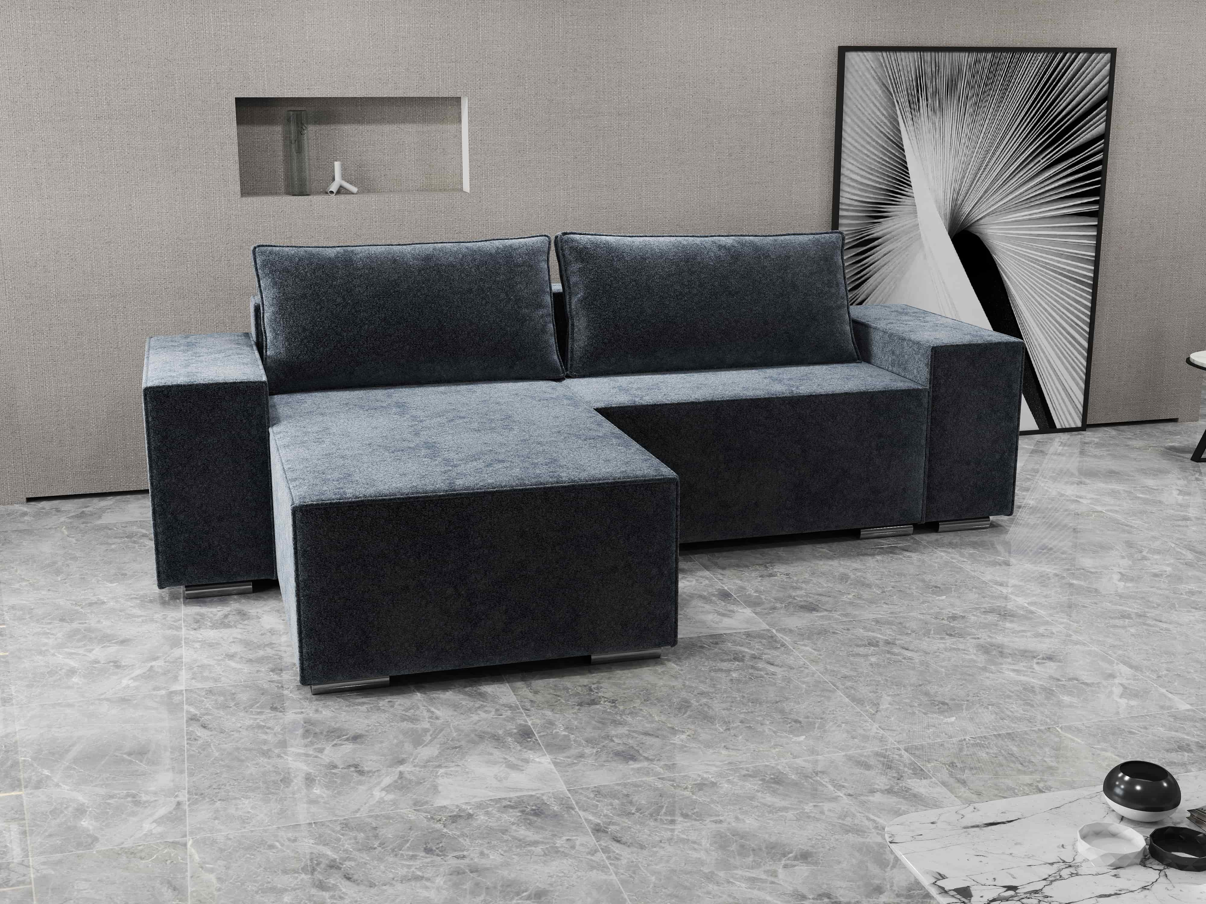 Colțar extensibil dumonde cu ladă de depozitare si sezut confortabil din spuma HR, Dream Euphoria Grafit 290x185 cm Fabrica