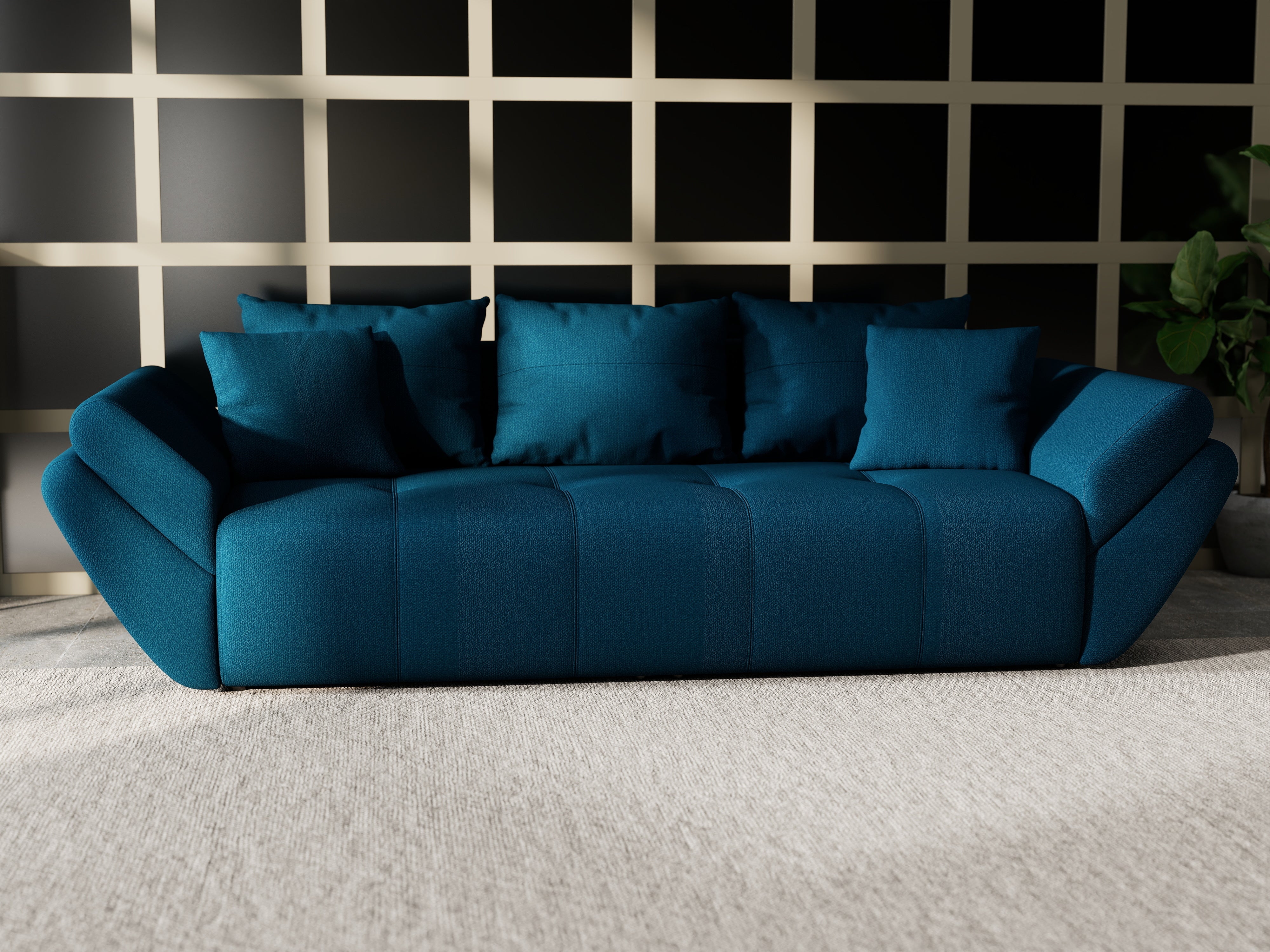 Canapea extensibilă dumonde cu ladă de depozitare si sezut confortabil din spuma HR, Berlin Enjoy Petrol 250x100 cm Fabrica