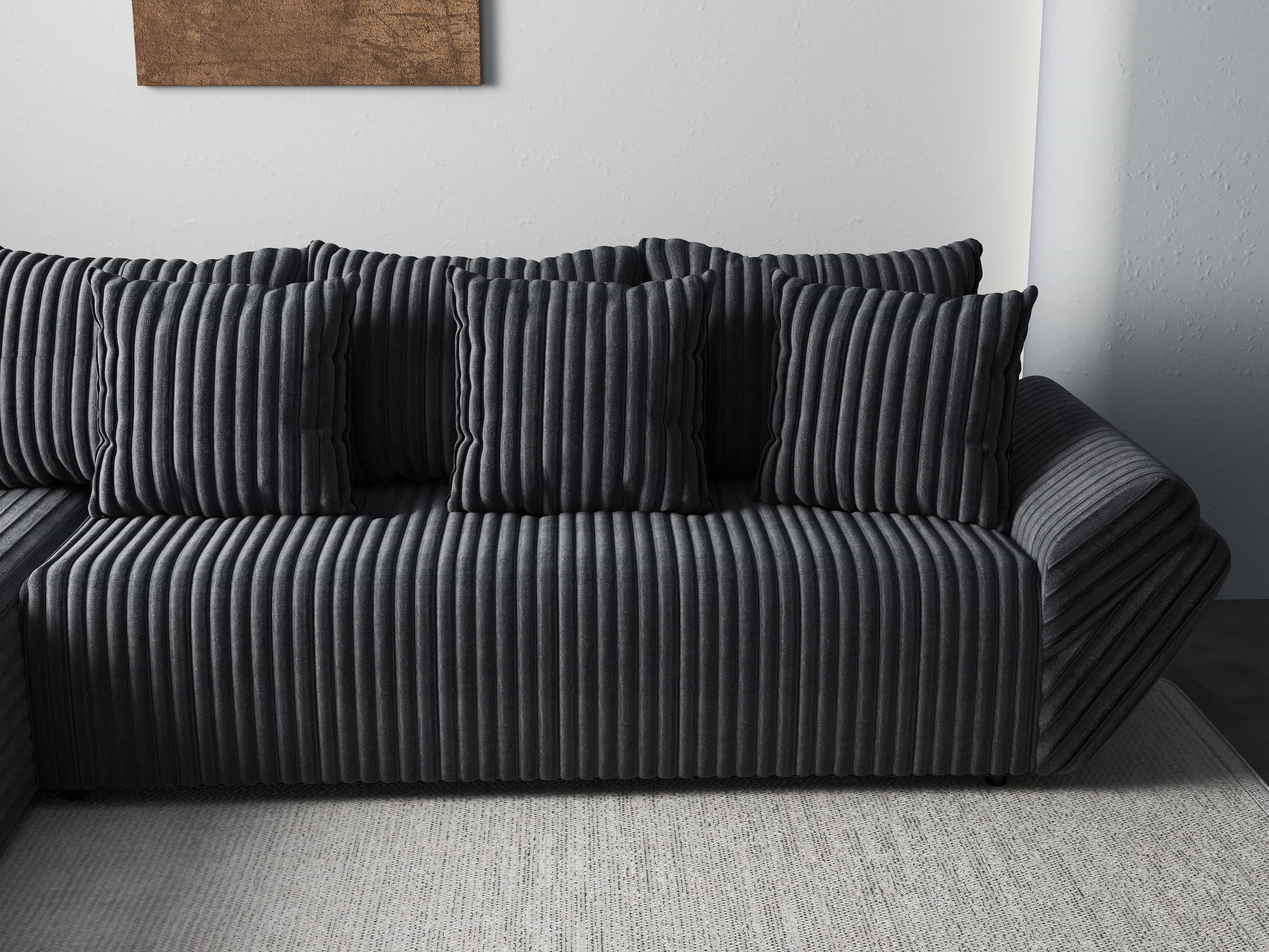 Colțar extensibil dumonde cu ladă de depozitare si sezut confortabil din spuma HR, Berlin XL Ambience Grey 350x185 cm Fabrica