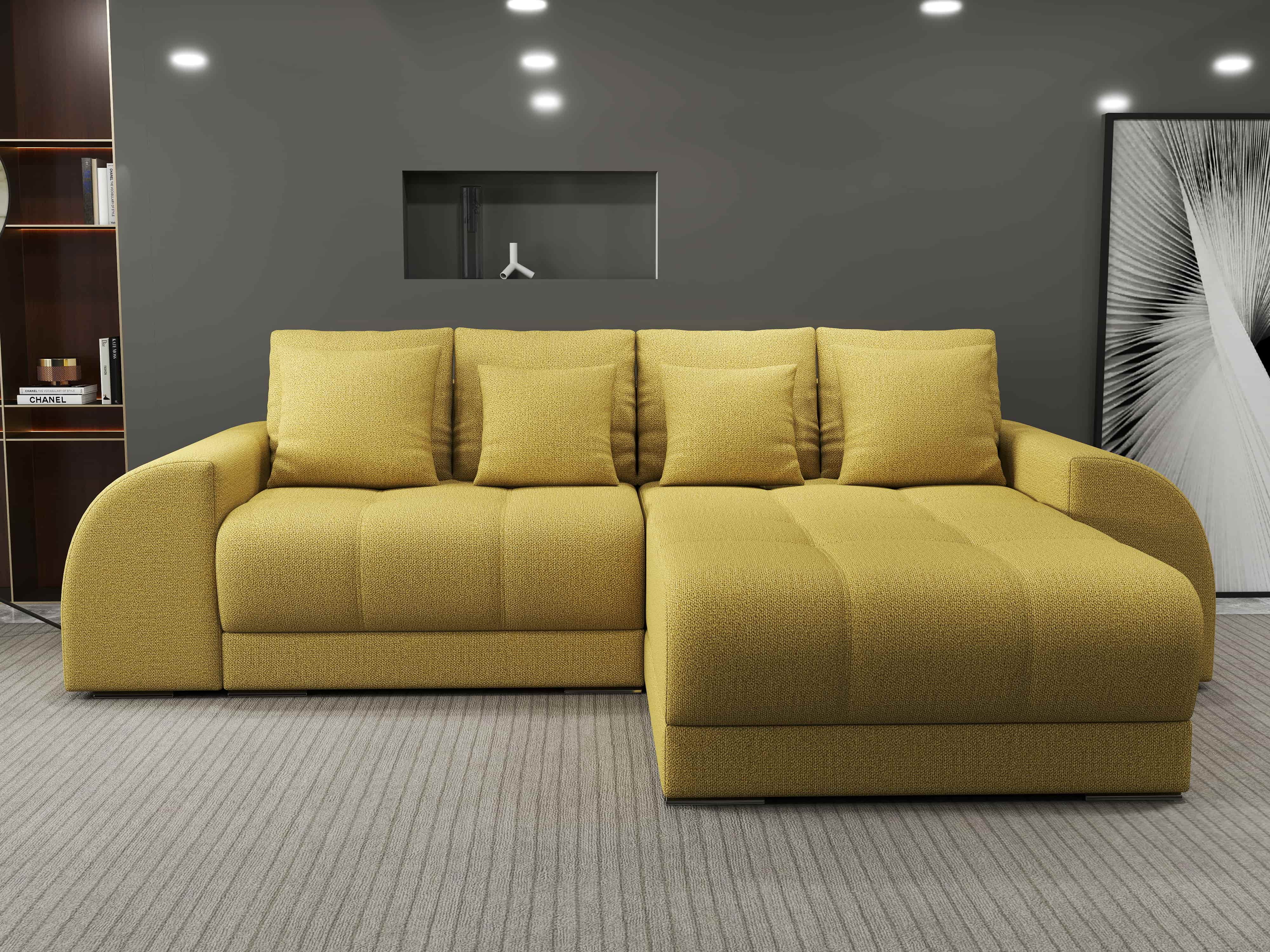 Colțar extensibil dumonde cu ladă de depozitare si sezut confortabil din spuma HR, Verona Enjoy Melon II 290x185 cm Fabrica