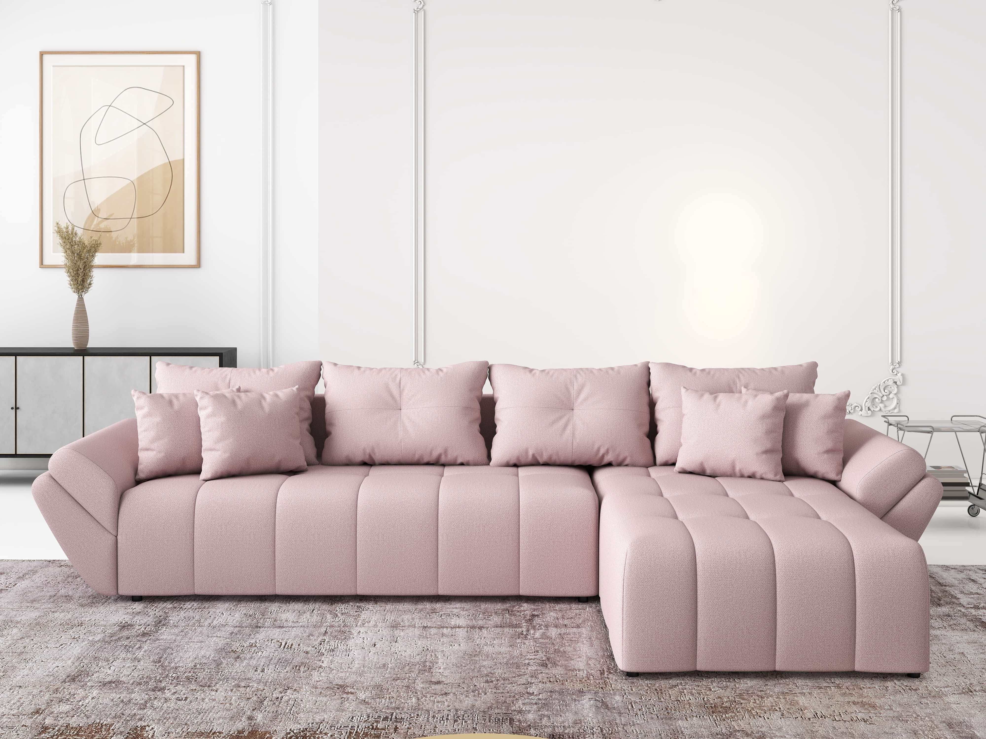 Colțar extensibil dumonde cu ladă de depozitare si sezut confortabil din spuma HR, Berlin XL Enjoy Flamingo 350x185 cm II Fabrica