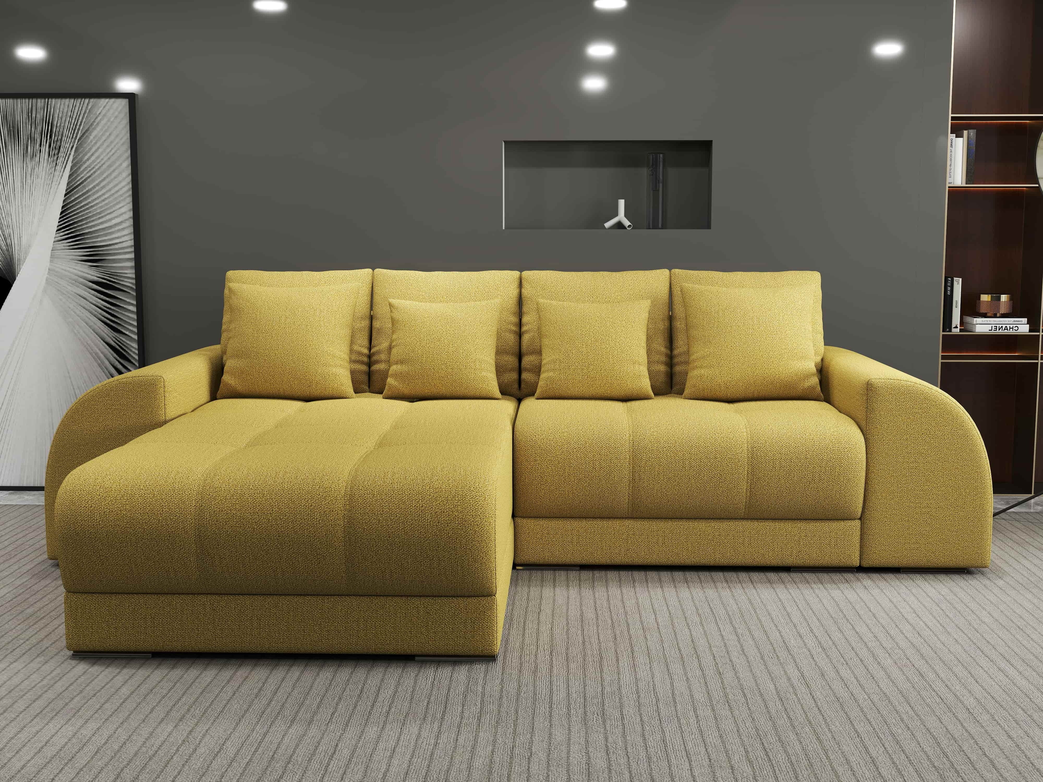 Colțar extensibil dumonde cu ladă de depozitare si sezut confortabil din spuma HR, Verona Enjoy Melon 290x185 cm Fabrica