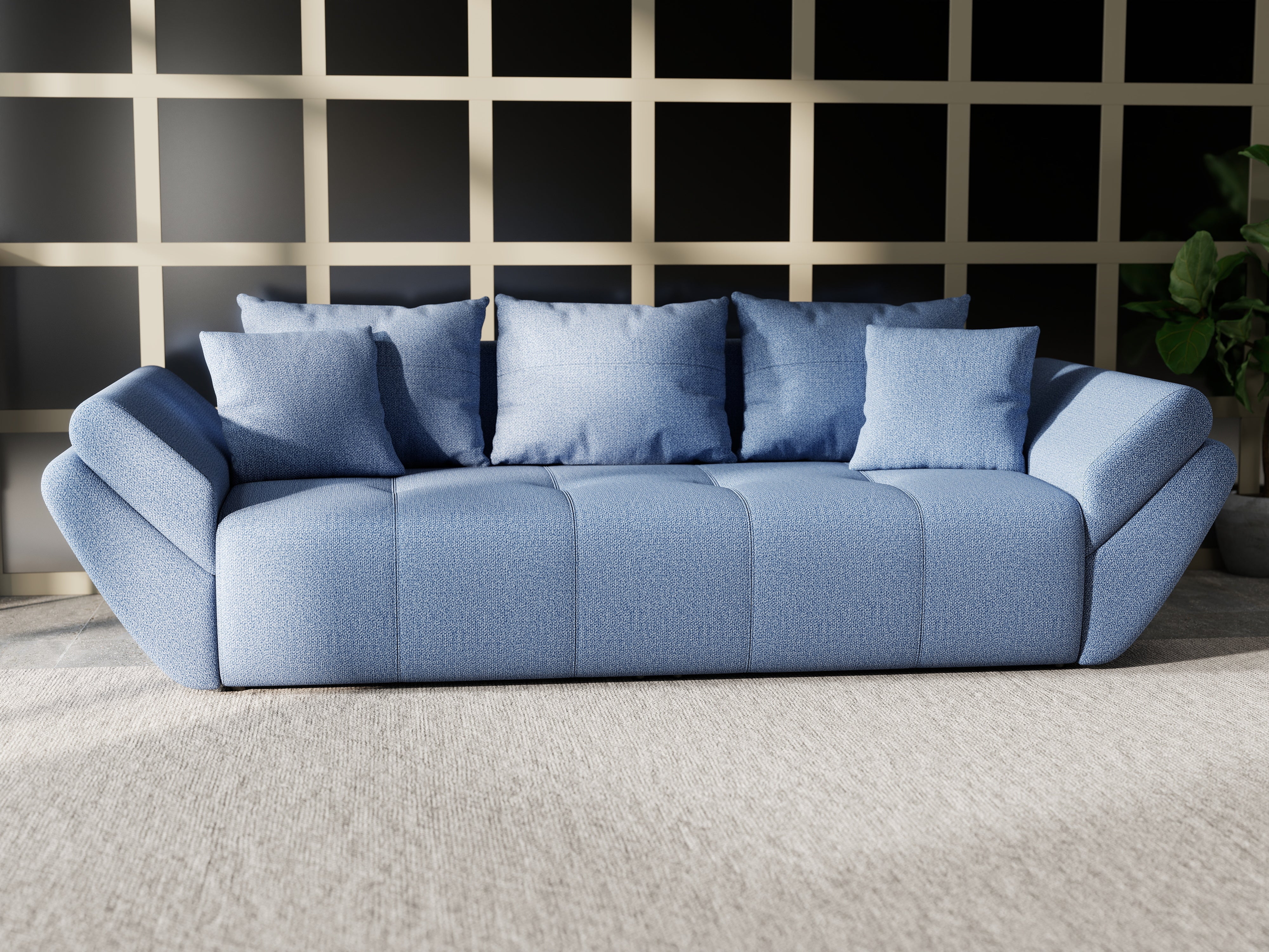 Canapea extensibilă dumonde cu ladă de depozitare si sezut confortabil din spuma HR, Berlin Enjoy Blue 250x100 cm Fabrica