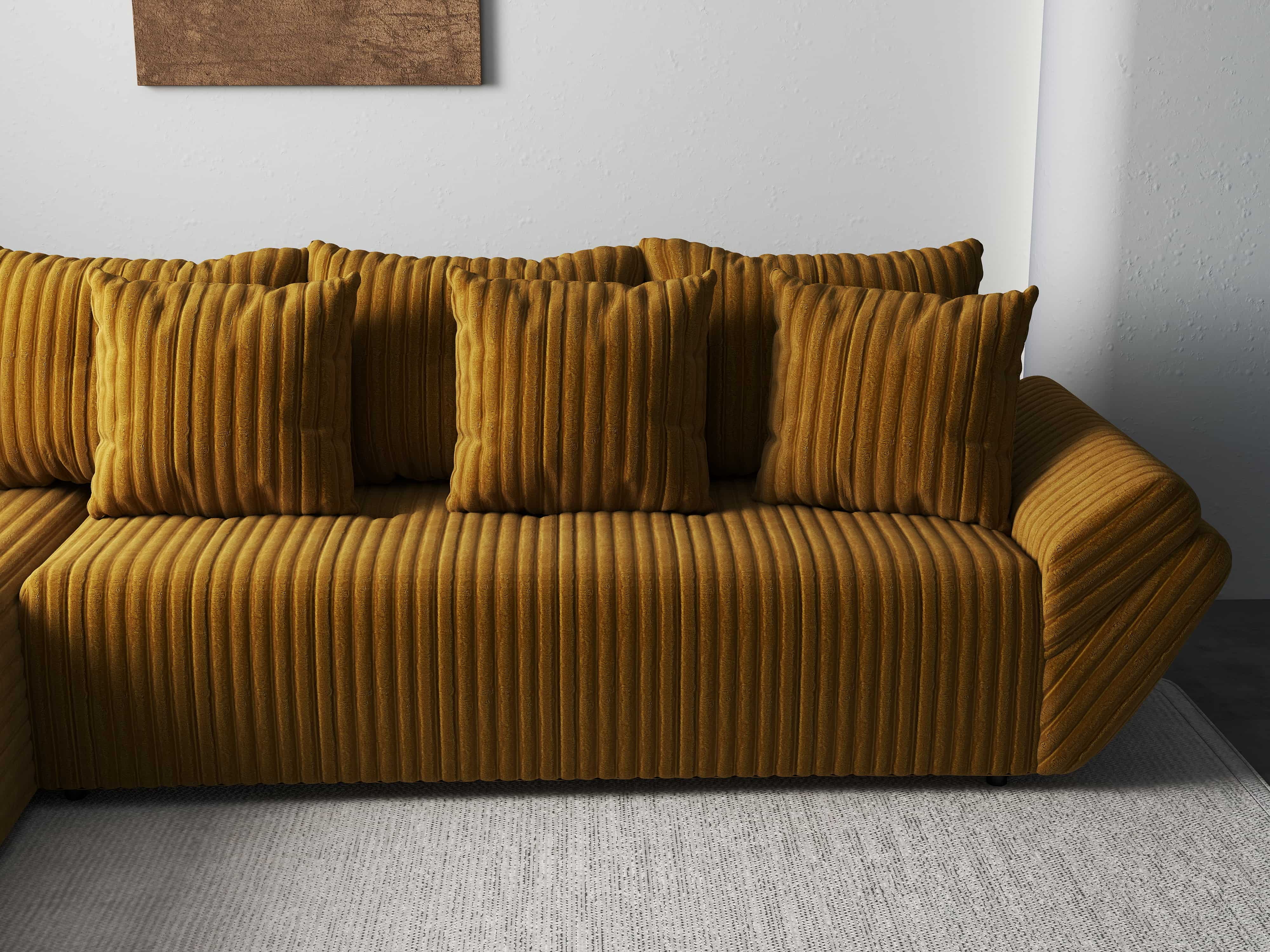 Colțar extensibil dumonde cu ladă de depozitare si sezut confortabil din spuma HR, Berlin XL Ambience Mustar 350x185 cm Fabrica